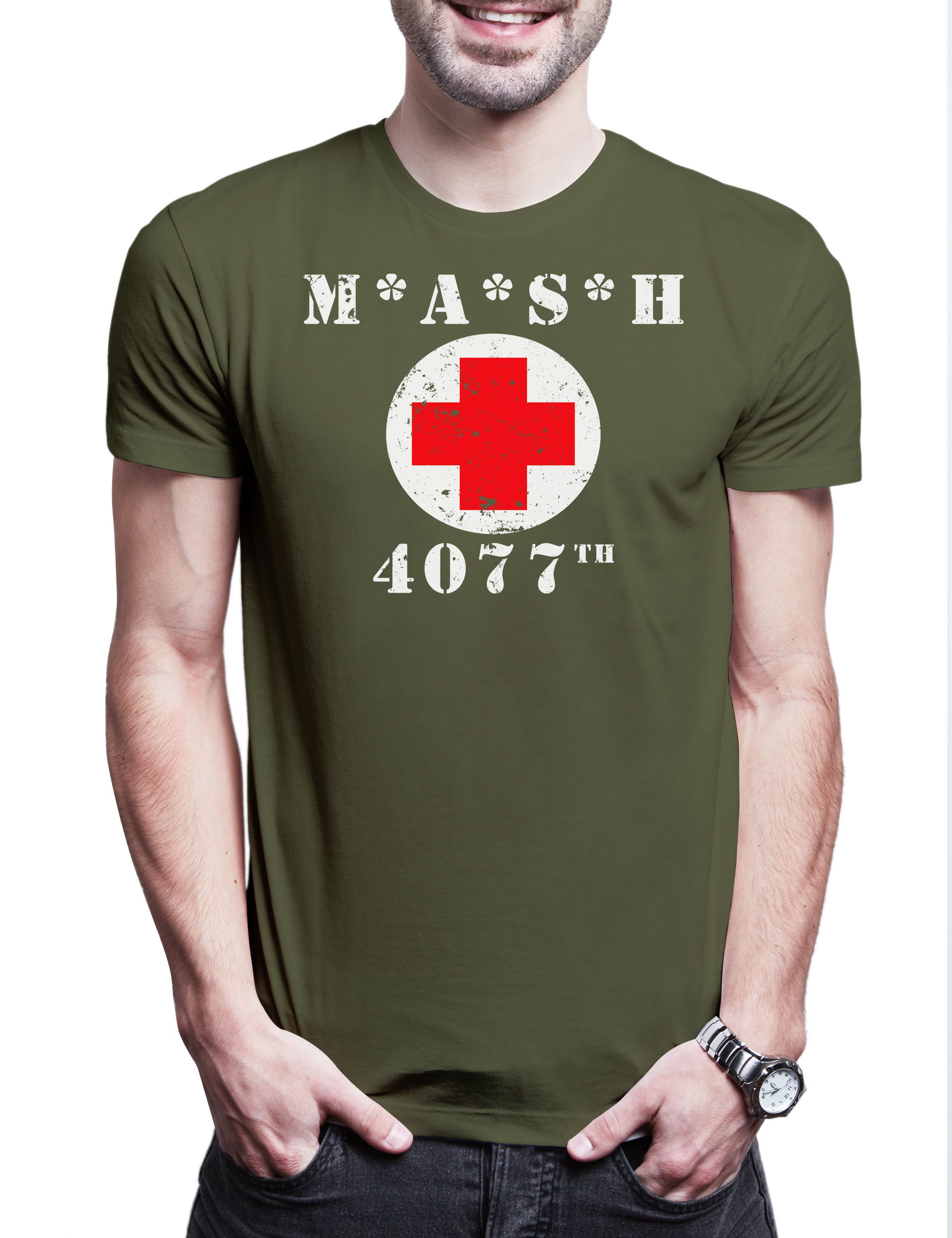 Print-Shirt MASH Logo Herren T-Shirt 4077th M.A.S.H. Army Symbol TV Doctors Series
