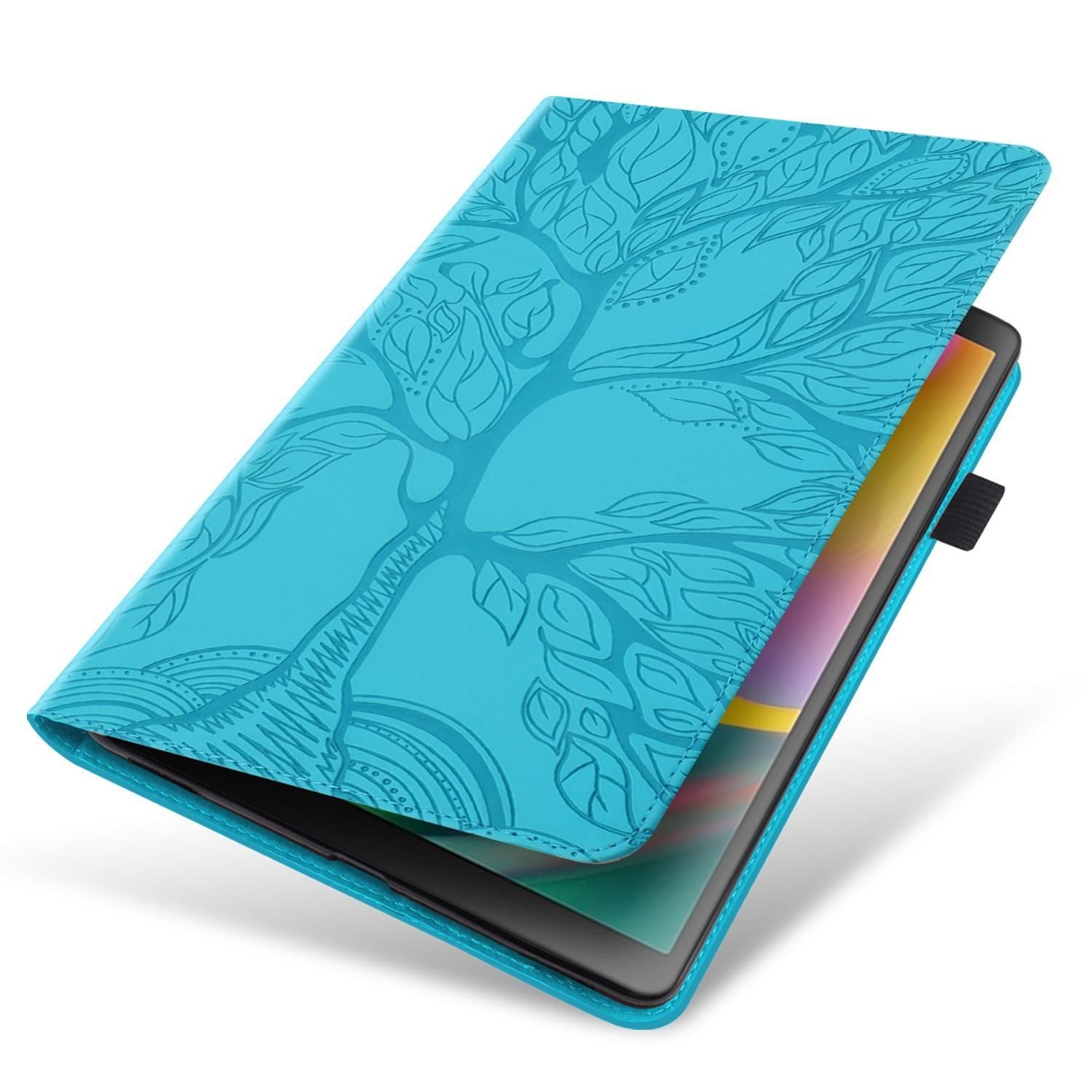 Wigento Tablet-Hülle Kunstleder für Samsung Galaxy Tab S11 Ultra Baum Design Blau, Baum Design Hülle mit Standfunktion und Kratzschutz