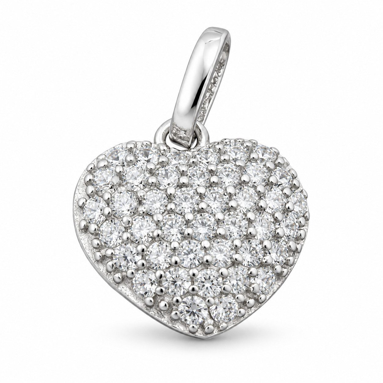 unbespielt Herzanhänger Anhänger Herz mit Zirkonias 925 Silber 12 x 13 mm, Silberschmuck für Damen