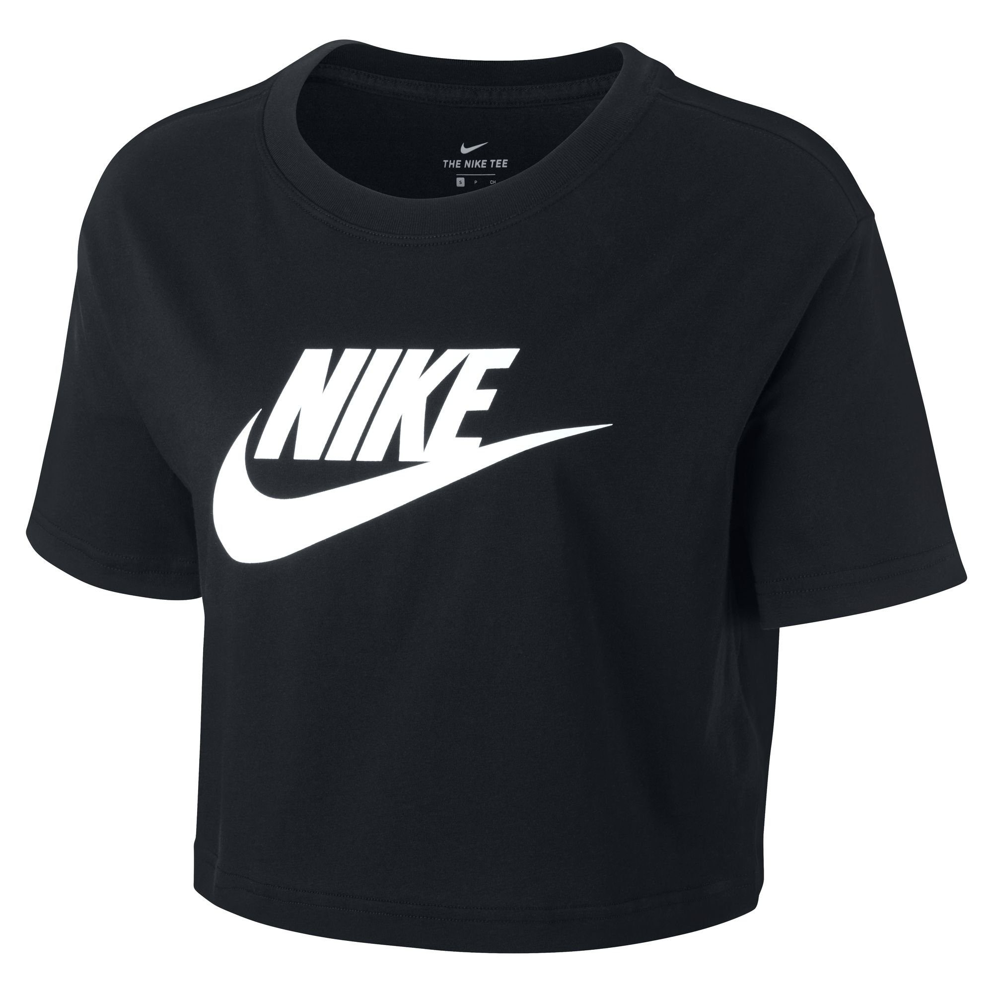 Sportswear LOGO Nike schwarzweiss T-SHIRT T-Shirt CROPPED WOMEN'S ESSENTIAL