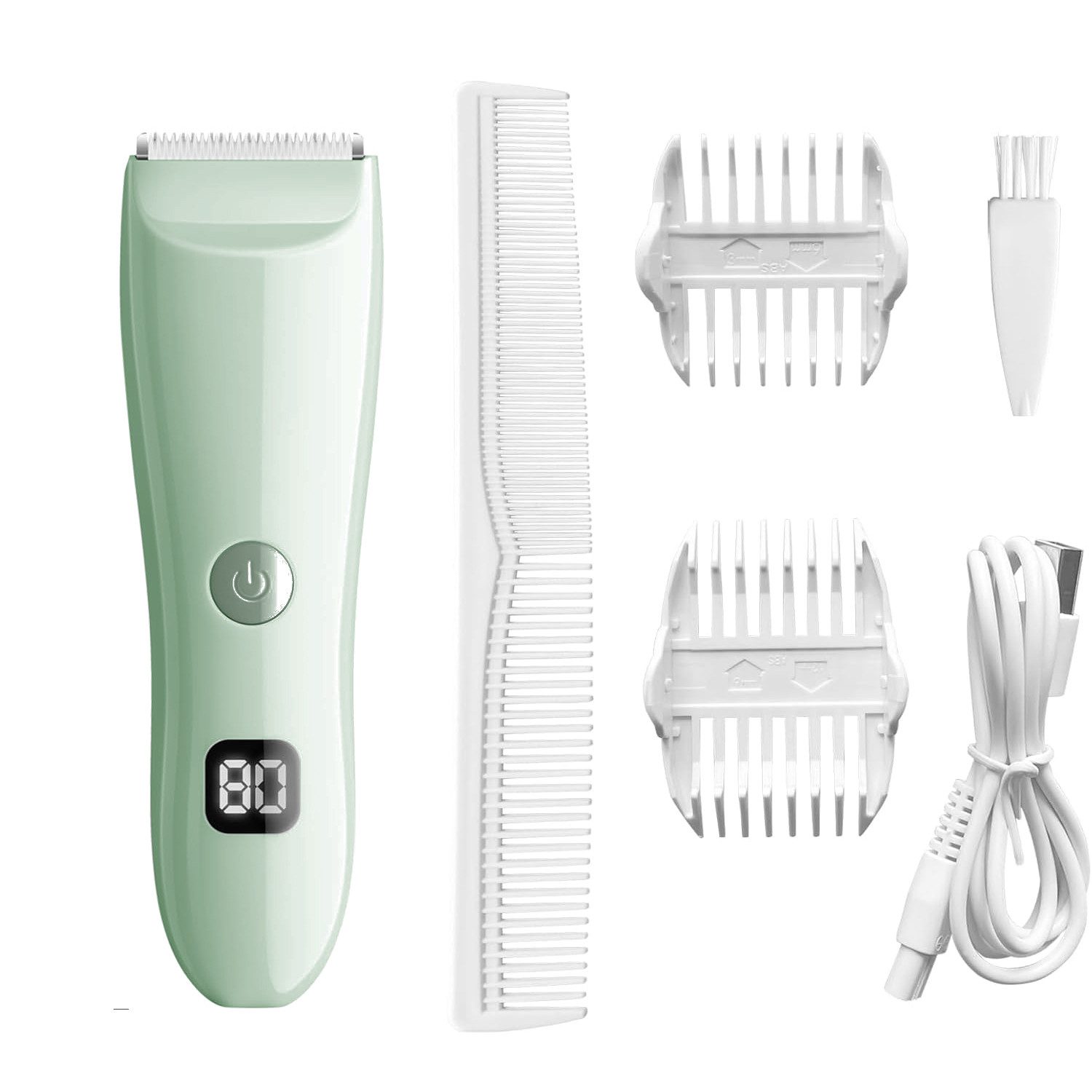 OKWISH Триммеры Kabelloser Haartrimmer Schneidemaschine Set, mit LED Akkuanzeige, leiser Motor, Keramikklingen, für Bart Kopfhaar Kinderhaarschnitt, mit Aufsätzen und Zubehör