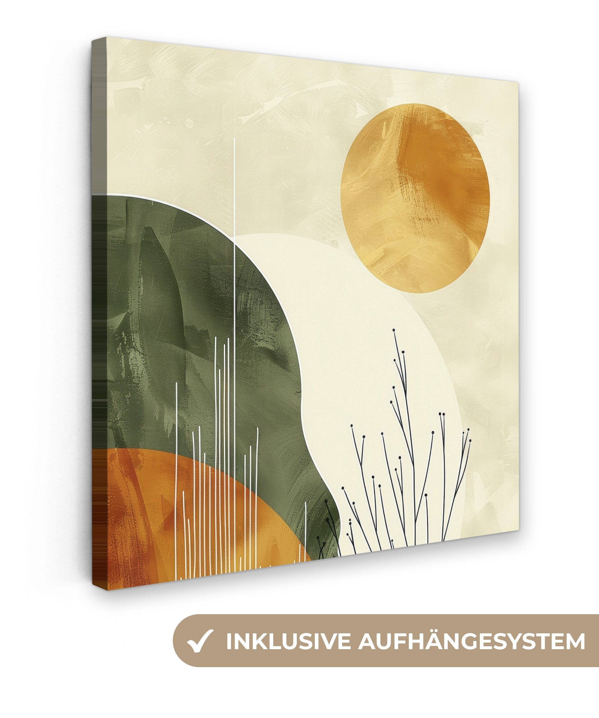 OneMillionCanvasses® Leinwandbild Abstrakt - Landschaft - Sonne - Kunst, Fotodruck (1 St), Wandbild, Deko Schlafzimmer Wohnzimmer Flur 20x20 cm