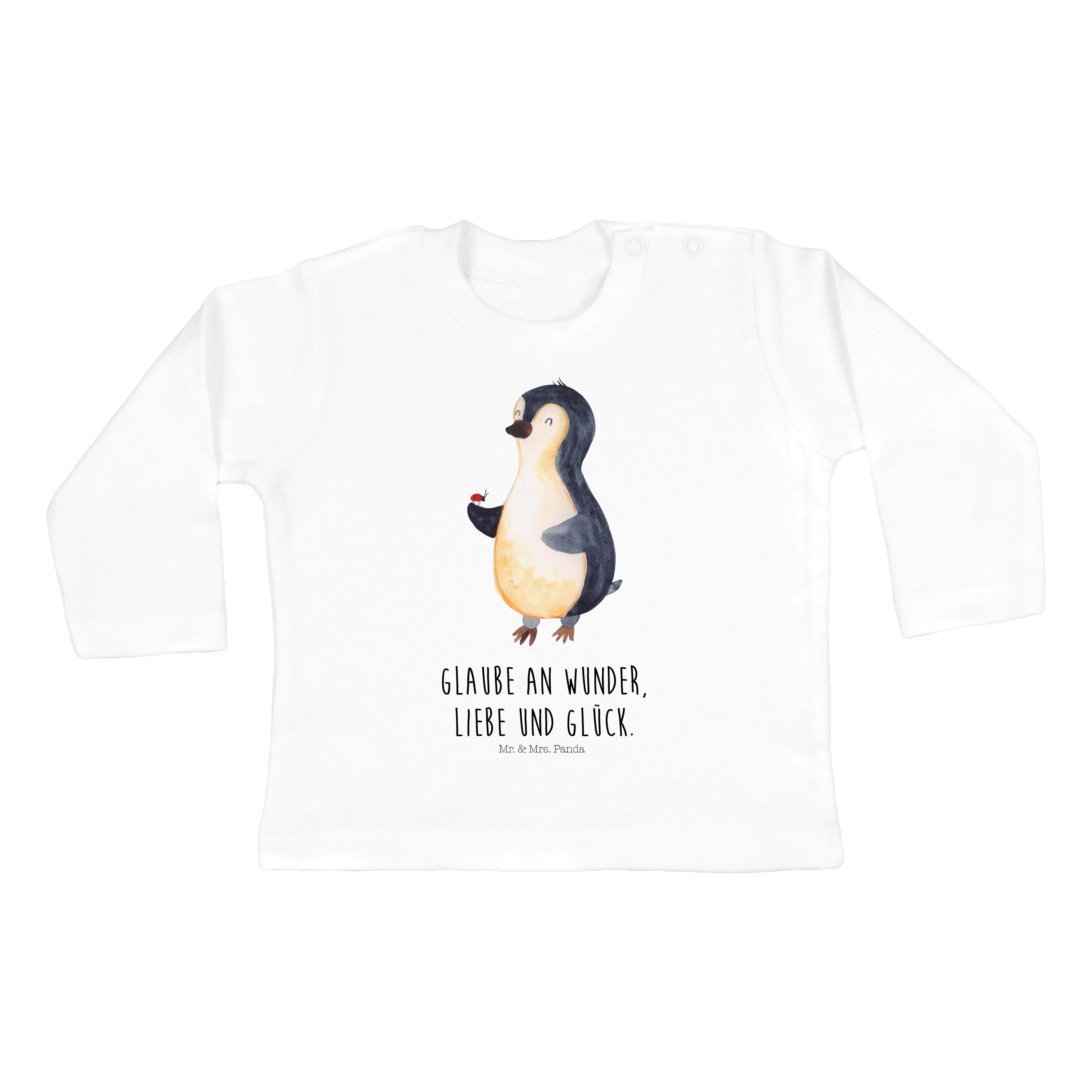 Mr. & Mrs. Panda Strampler Pinguin Marienkäfer - Weiß - Geschenk, Jungen, aufmerksam, Kleidung, (1-tlg)