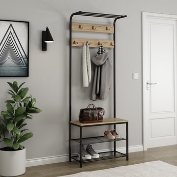 Vicco Garderobe Flurregal FYRK Eiche/Schwarz (Einzelset)