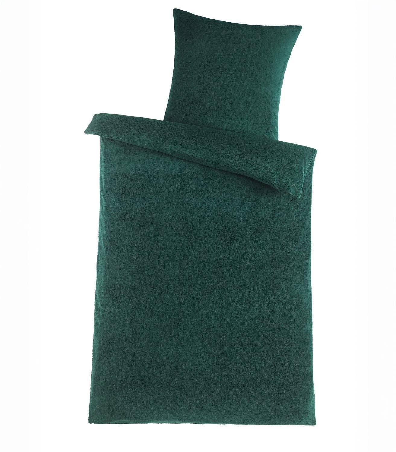 Holiday Heimtex Bettwäsche PURE HUG, 135 x 200 cm, Dunkelgrün, Polyester, Teddyfleece, 2-teilig, mit Reißverschluss, Waschbar bis 40 °C