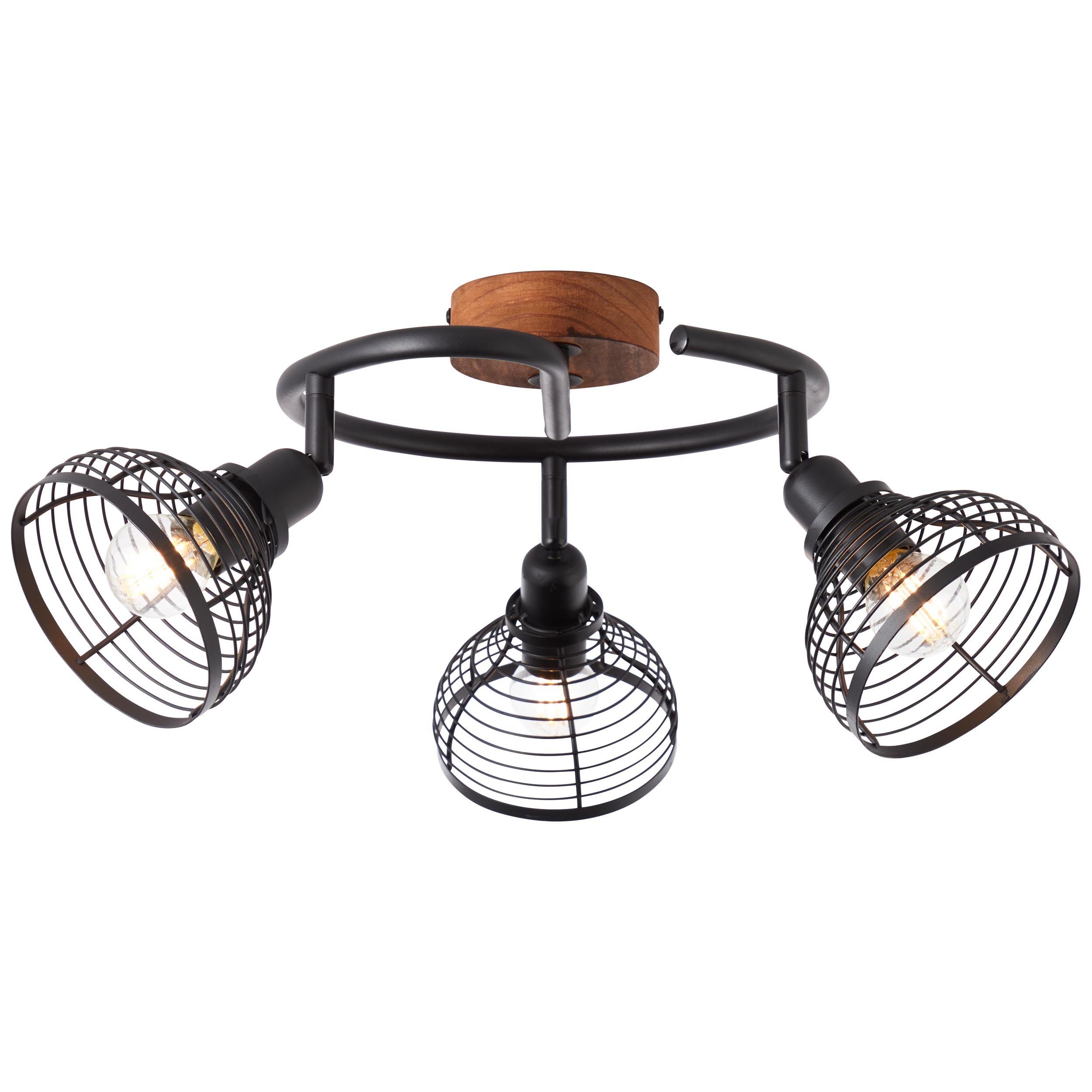 Brilliant Deckenleuchte Avia, Lampe, Avia Spotspirale 3flg schwarz/ holzfarbend, Metall/Holz, 3x D45