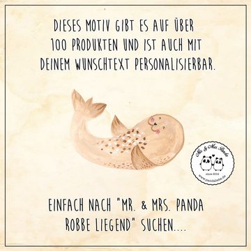 Mr. & Mrs. Panda Dekobecher Robbe Liegen - Weiß - Geschenk, Tiermotive, Meerestier, Trinkbecher, (1 St), Bruchsicher & robust