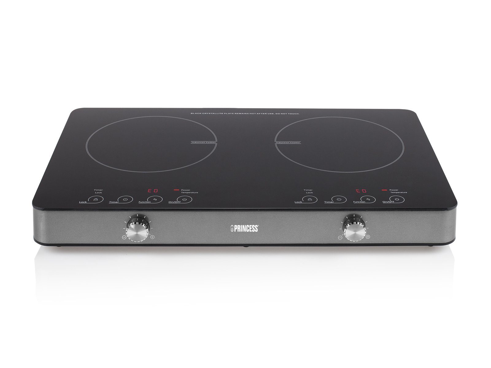 PRINCESS Doppel-Induktionskochplatte, Mobiles 2er Platten Induktion Kochfeld autark elektrisch, Ø 2x 20cm