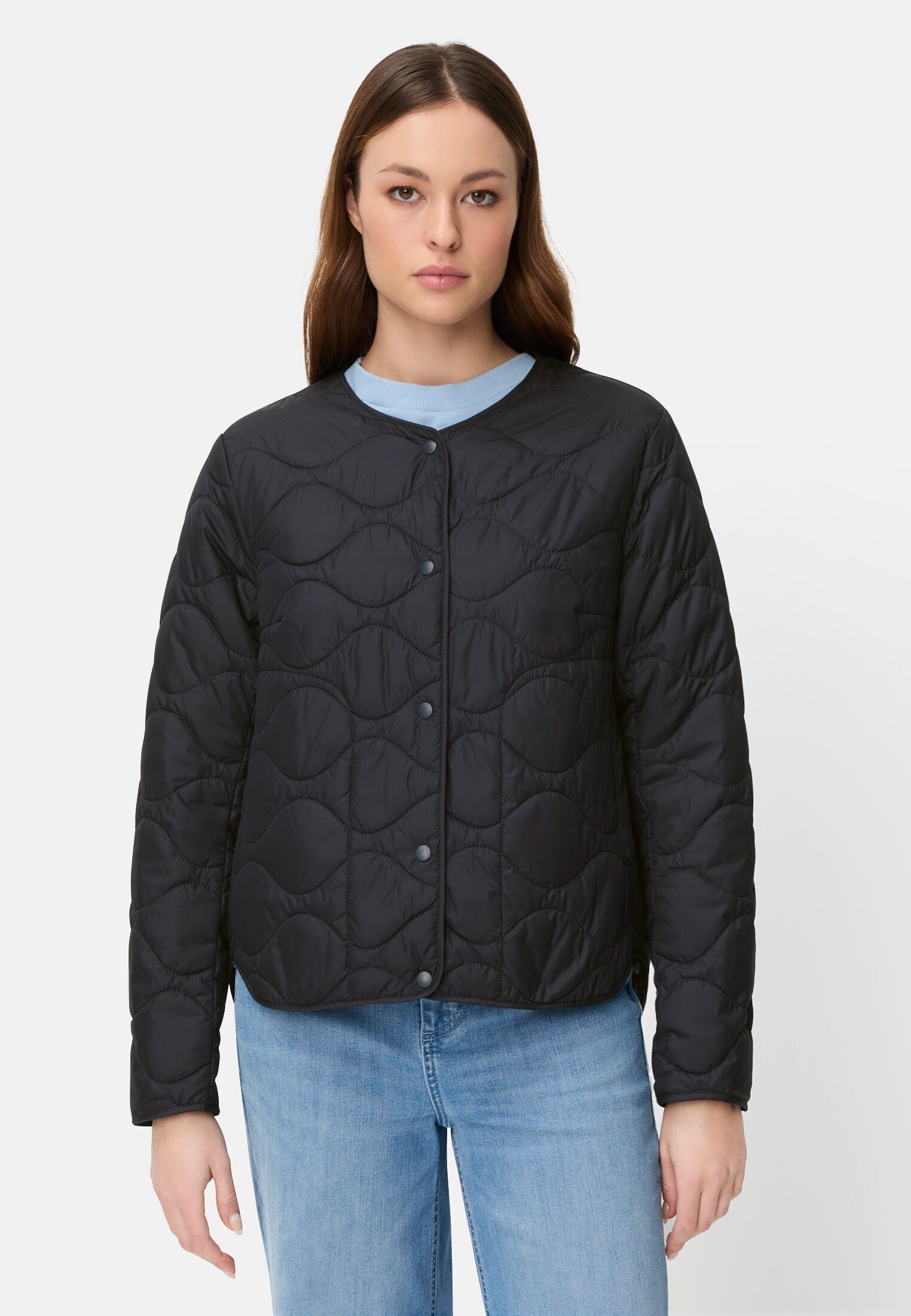 camel active Blouson mit Druckknopfleiste Langarm Rundhals Markenlabel günstig online kaufen
