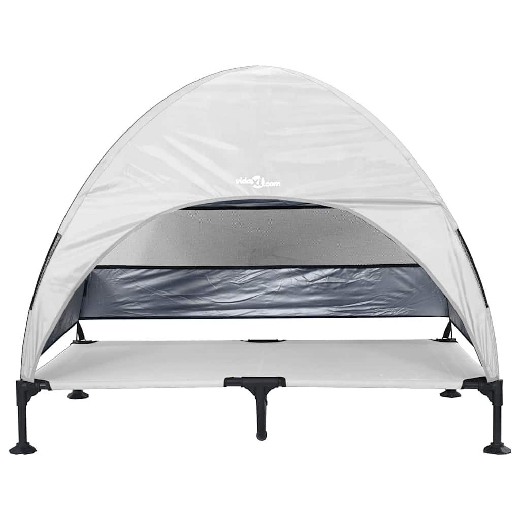 vidaXL Hundekorb 127 x 81 x 108 cm Erhöhtes Hundebett mit Abnehmbarem Dach Silbern Grau