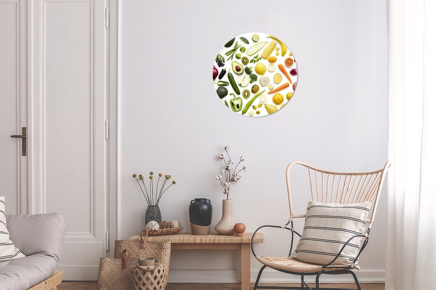 Wohnzimmer, St), Regenbogen, cm Forex, - Kreis Wanddekoration Obst MuchoWow 30x30 Gemälde - Wandbild, Rundes Gemüse (1