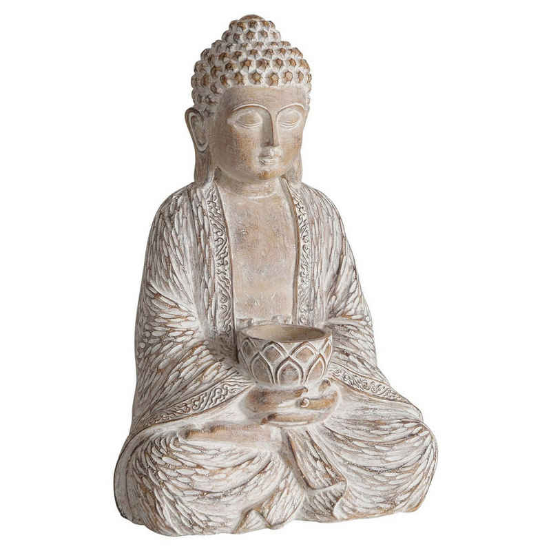 BOLTZE GRUPPE GmbH Buddhafigur NEHMET, Beige, Kunstharz, H 30 cm, Sitzend, (1 St)