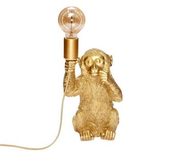 Brillibrum Nachttischlampe Affenlampe Tischlampe Affe Gold Tischleuchte Monkey Lampe sitzender Äffchen Figur Fassung E27 max 40 Watt