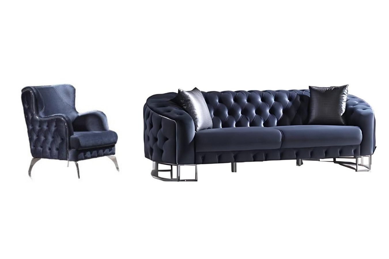 Villa Möbel Polstergarnitur Rocco, (Set, Set besteht aus: 2 Sitzer+Sessel), Hand Made Quality, pflegeleichter Mikrofasersamtstoff