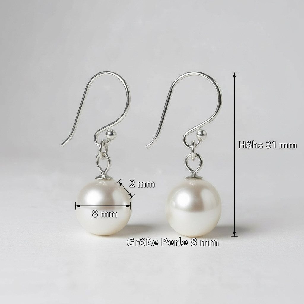 Karisma Schmuck Perlenohrringe Ohrhänger mit Perle aus 925 Silber – Elegante Perlenohrringe, klassischer Damenschmuck
