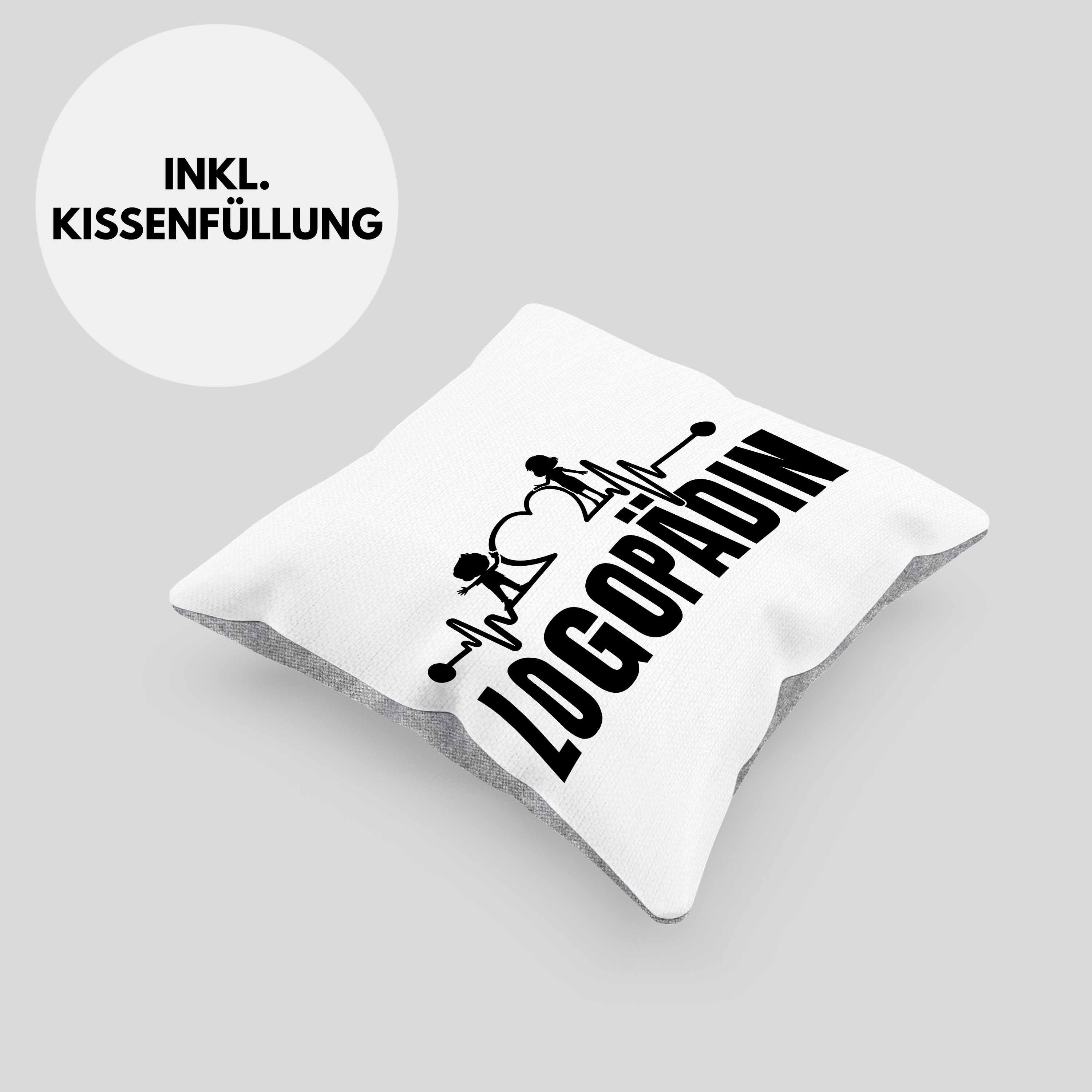 Dekokissen Grau Trendation Dekokissen Logopädin - Kissen Logopädie Trendation Logopäde Füllung Herzschlag Geschenk 40x40 mit