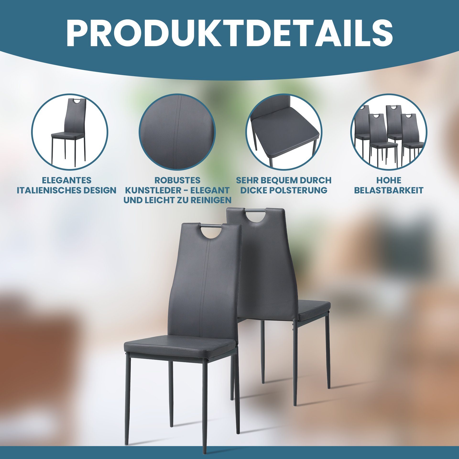 Albatros International Esszimmerstuhl Esszimmerstühle SALERNO 6er Set grau günstig online kaufen