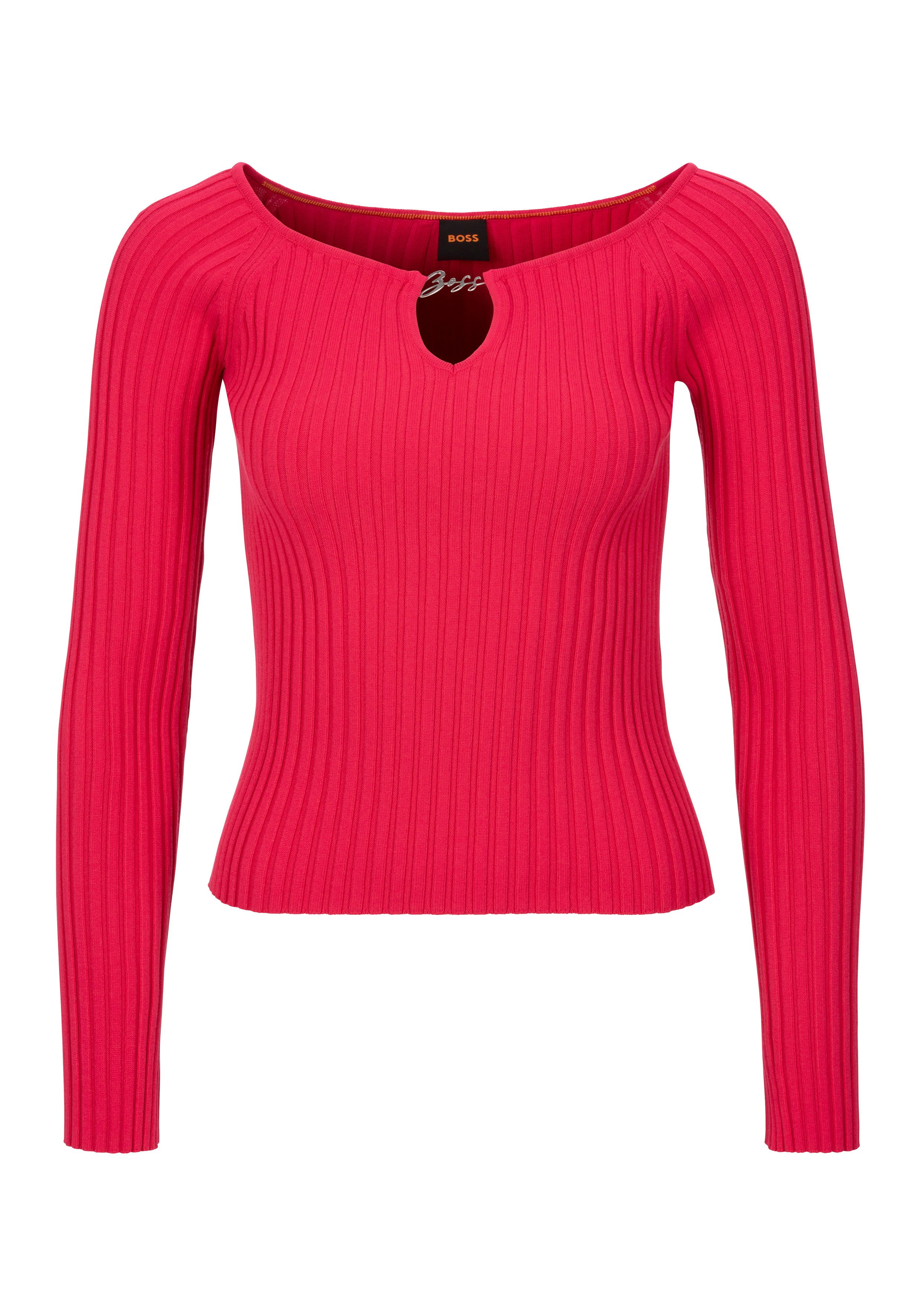 BOSS ORANGE Carmenpullover Fayez Premium Damenmode Cut-Out mit Logodetail günstig online kaufen