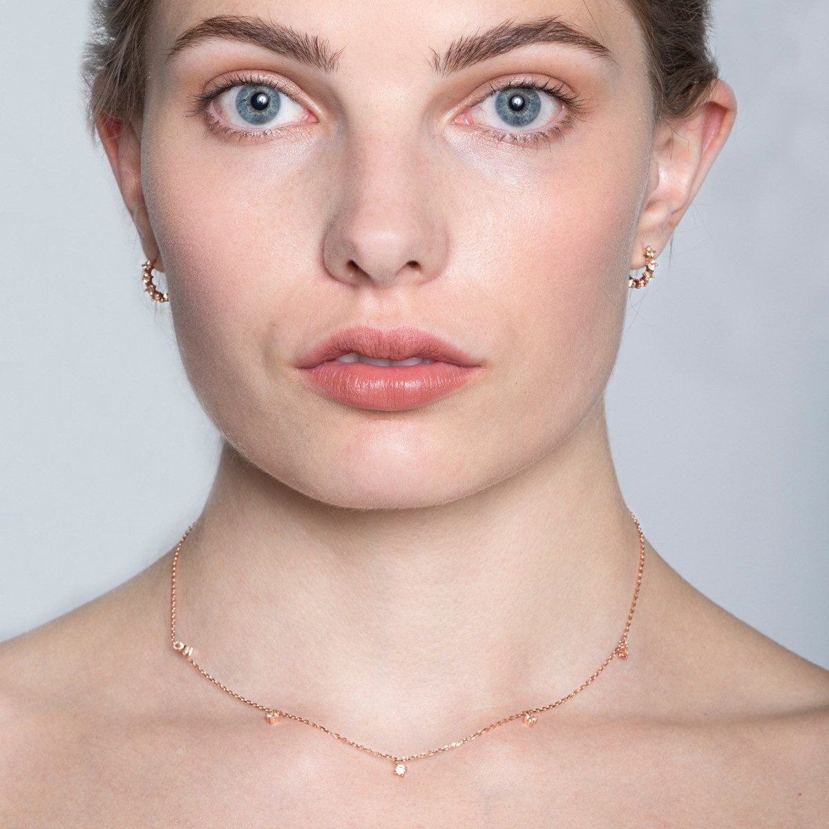 XENOX Kette mit Anhänger Xenox Halskette Damen Krappe Zirkonia Silber Rosévergoldet XS2036R
