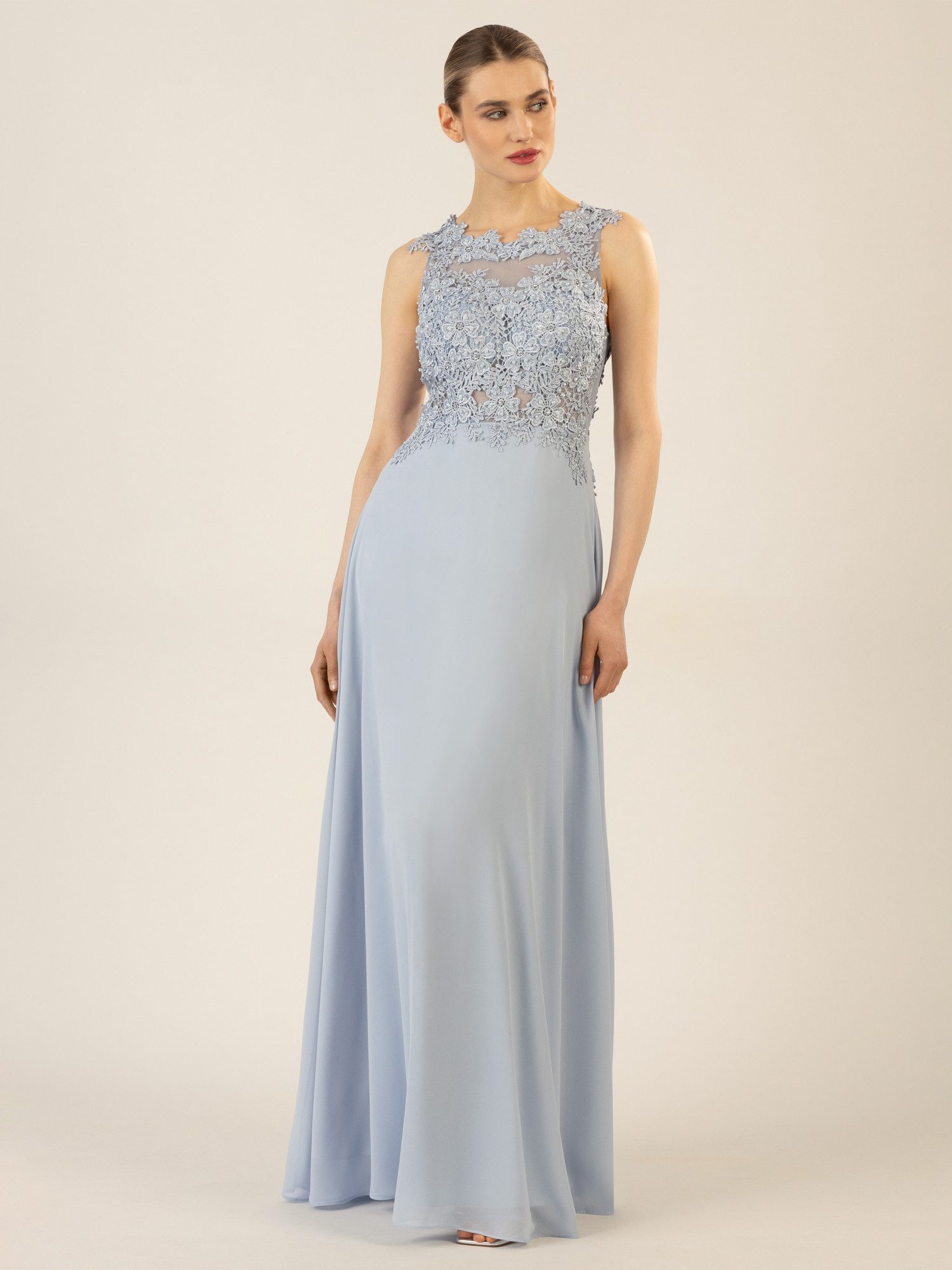 Apart Abendkleid im Materialmix aus bestickter günstig online kaufen