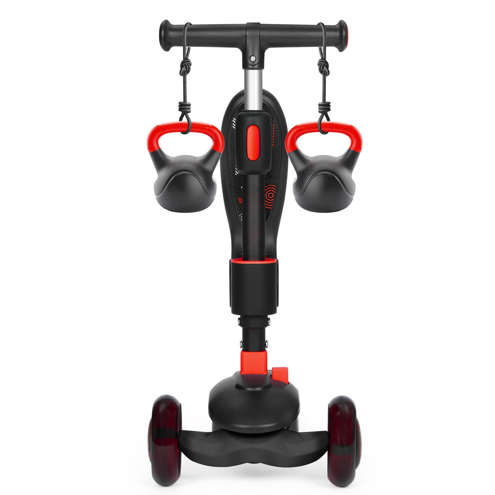 OUNUO Dreiradscooter 1009 Kinderroller mit LED und Sitz, höhenverstellbar, für 2 Jahren ab