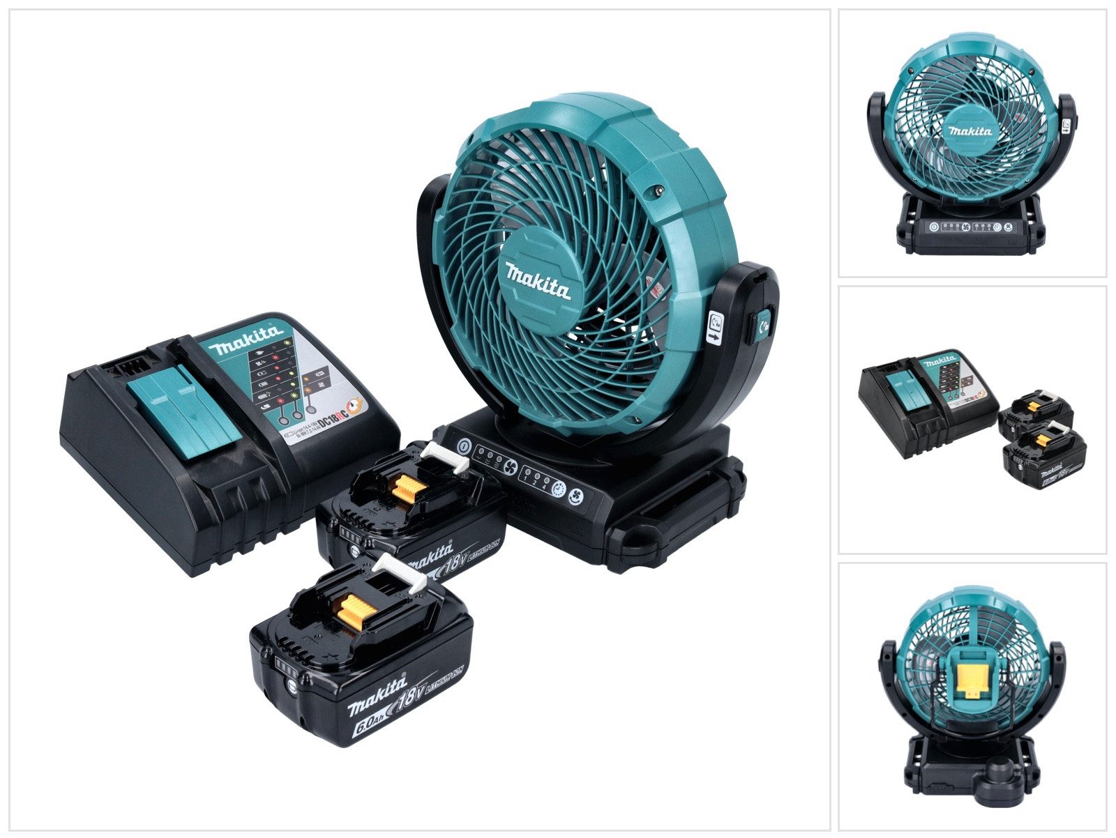 Makita Akku-Standventilator DCF 102 RG Akku Ventilator Lüfter 18 V 18 cm + 2x Akku 6,0 Ah + Ladeg