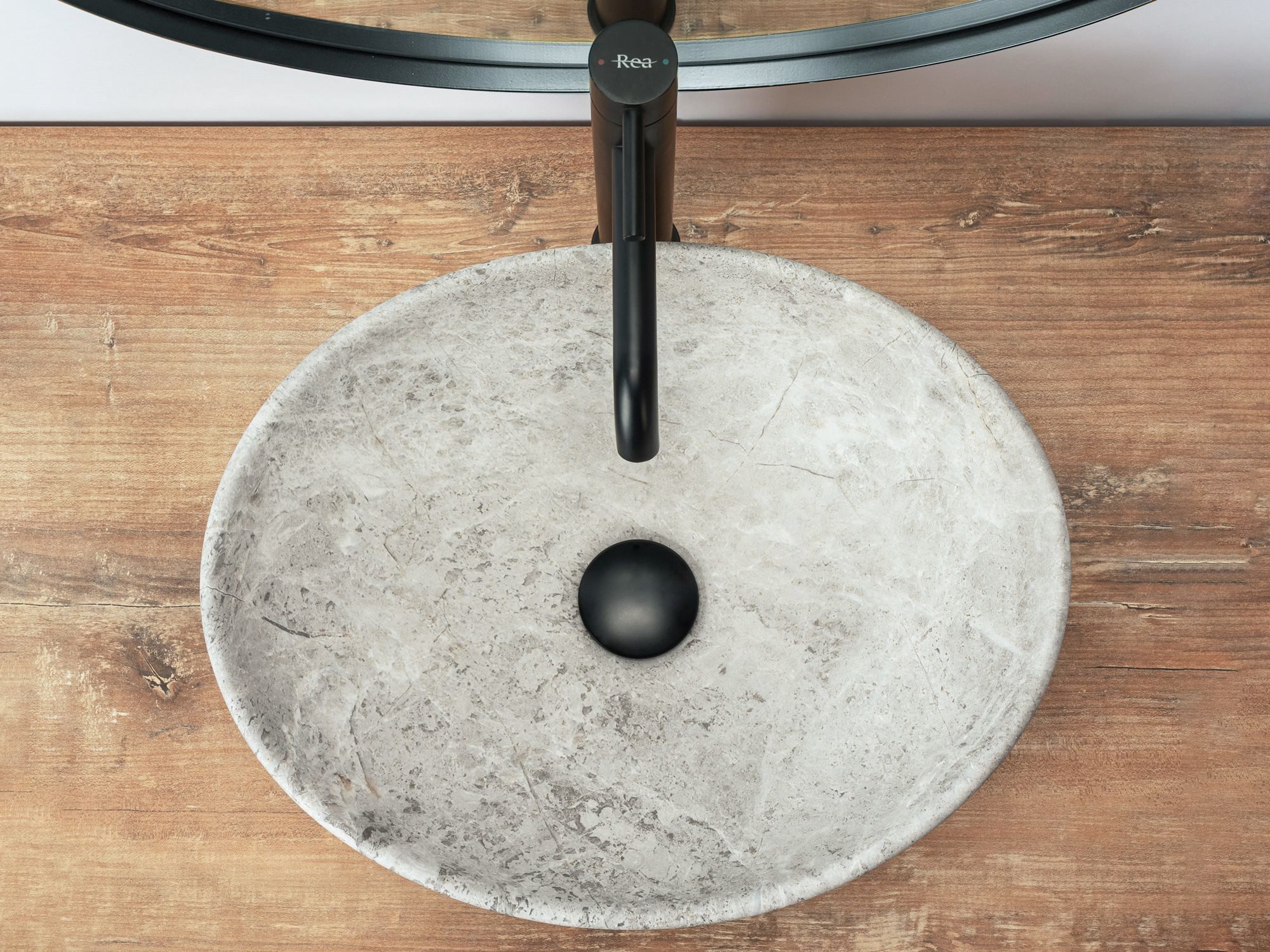 wohnwerk.idee Aufsatzwaschbecken Waschtisch Waschbecken Marmor Naturstein Optik 41x34,5cm Keramik