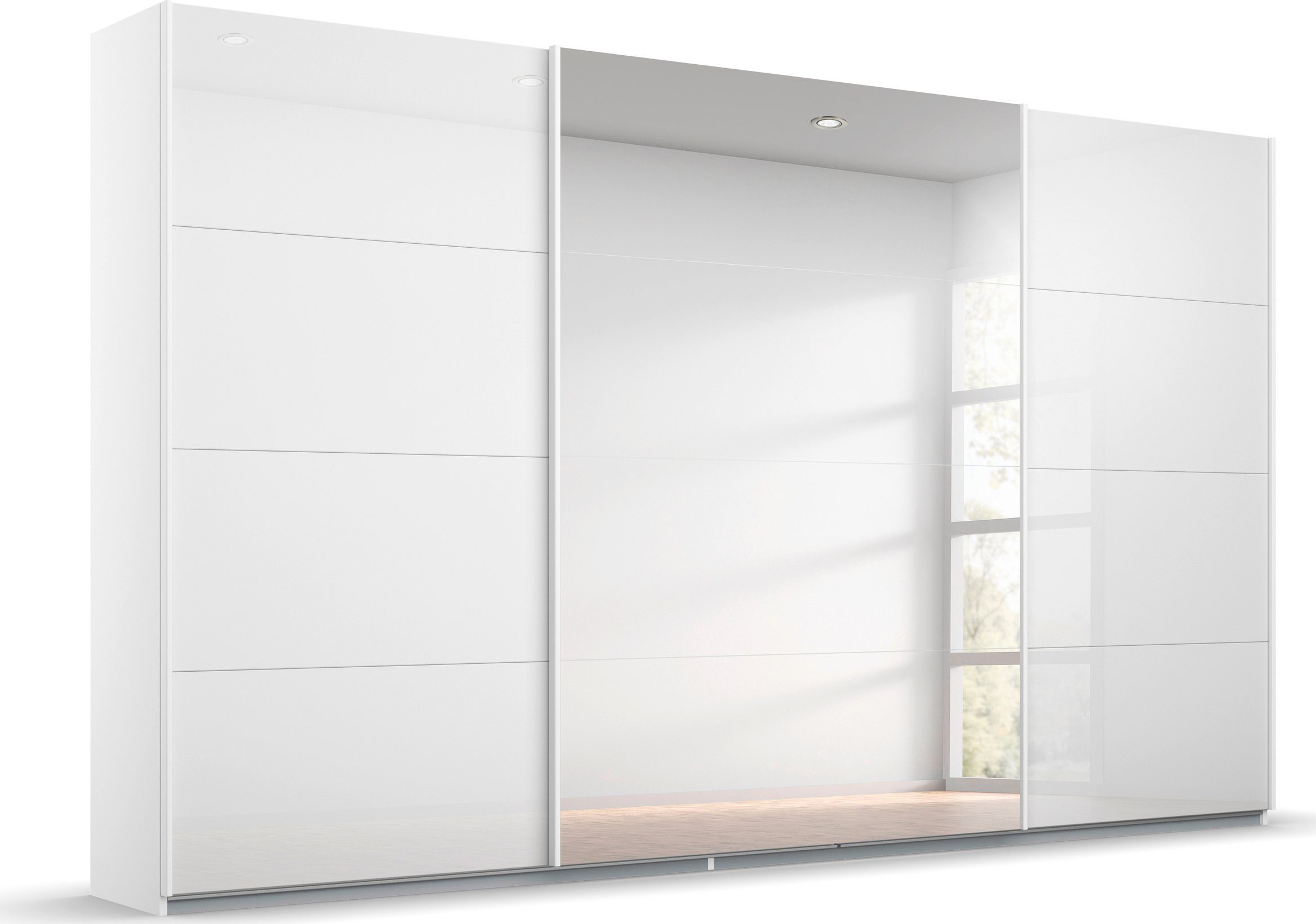 Schwebetürenschrank Kleiderschrank Schrank Garderobe KOLUNA mit Glastüren und Spiegel