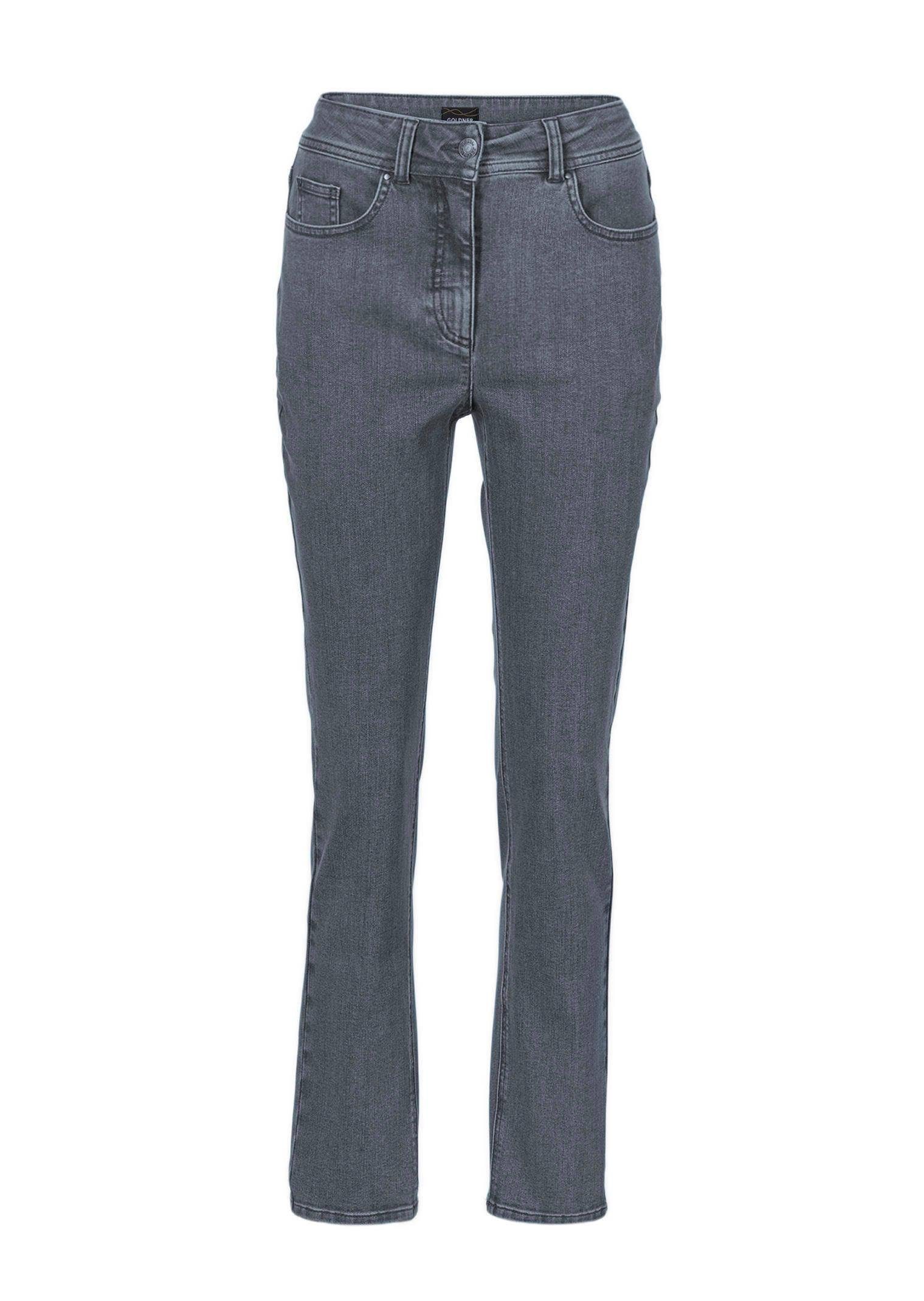 GOLDNER Bequeme Jeans Kurzgröße: Superbequeme Hose mit Bauchweg-Effekt grau