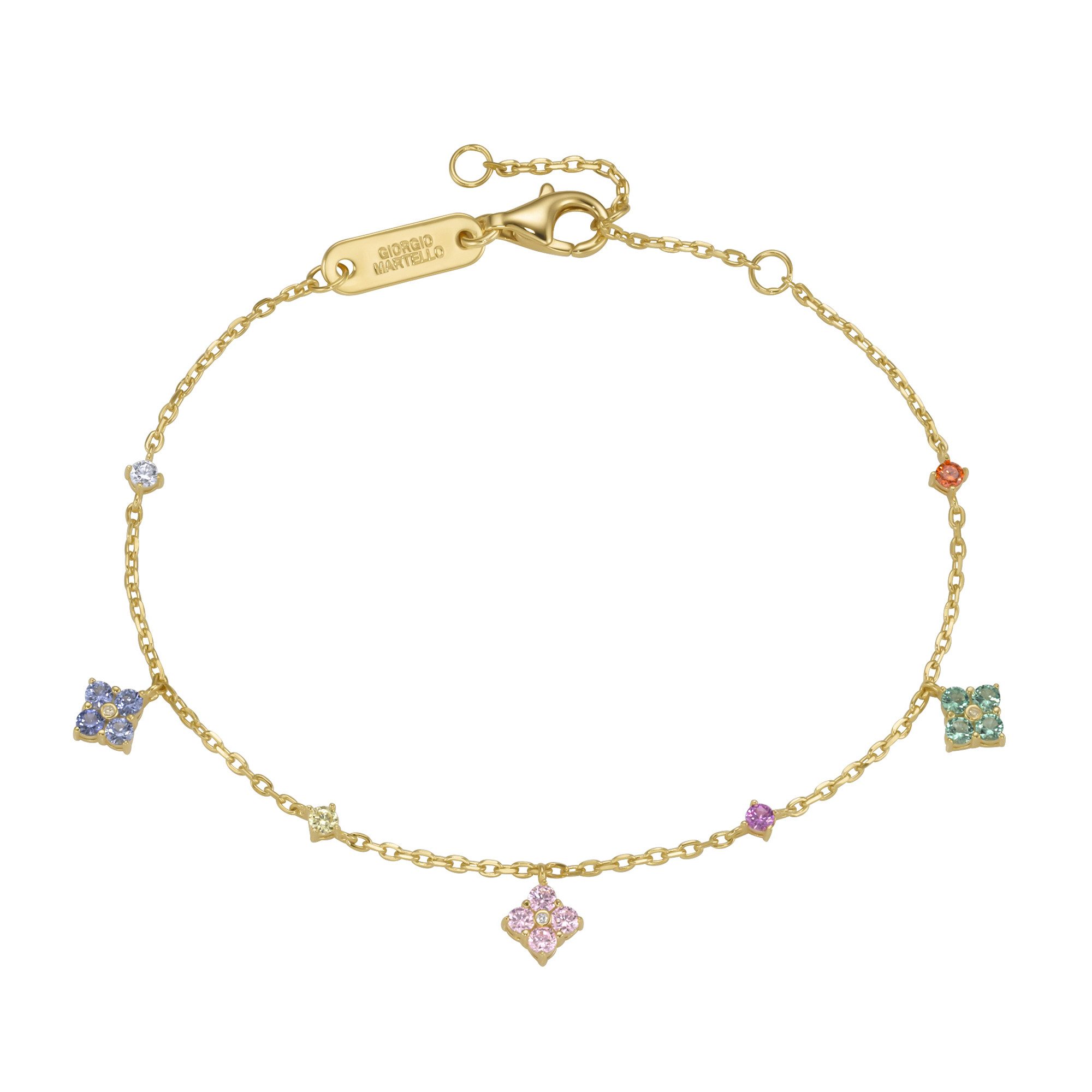 Armband mit Behang, farbige Zirkonia, vergoldet, Silber 925
