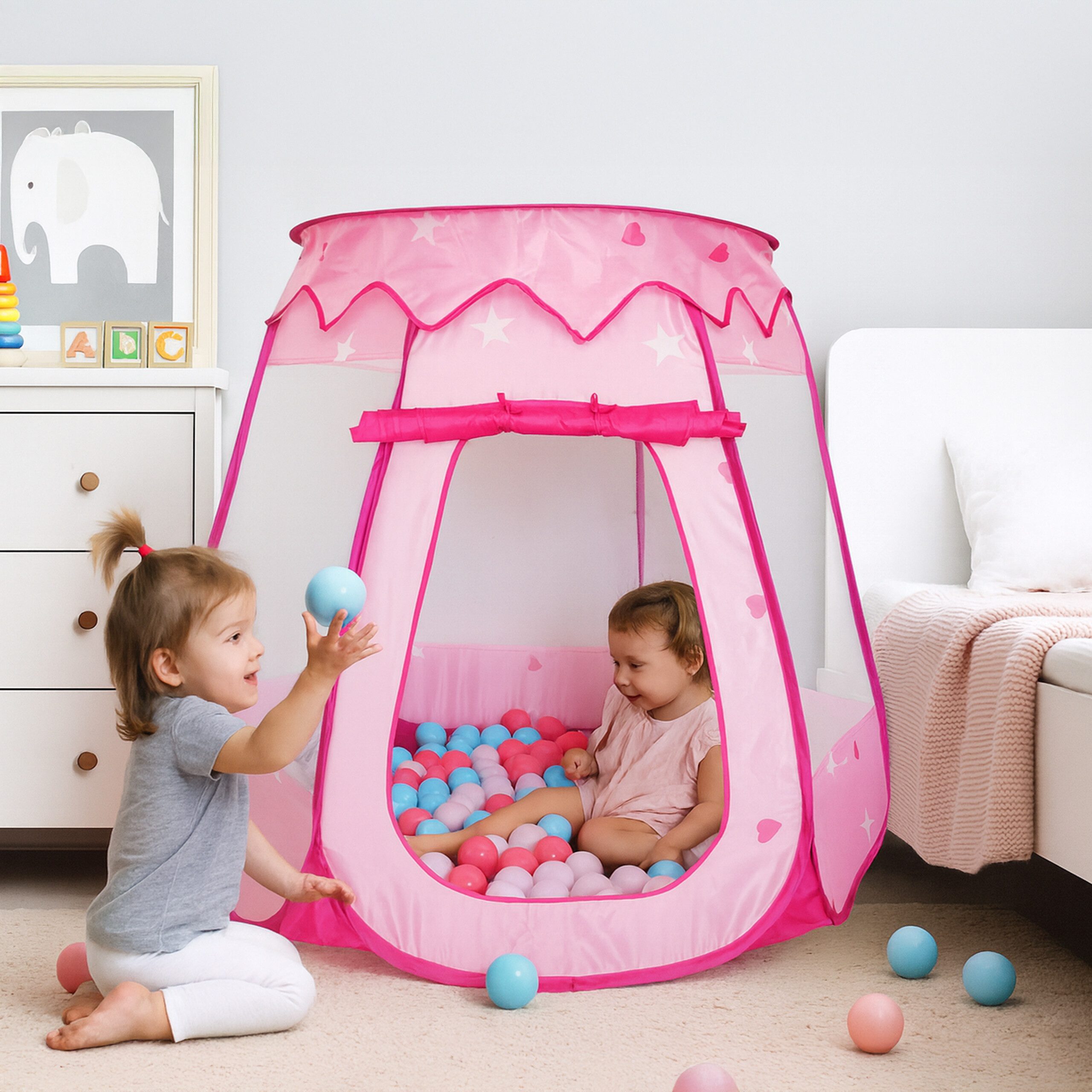 relaxdays Bällebad mit 100 Bälle, Rosa