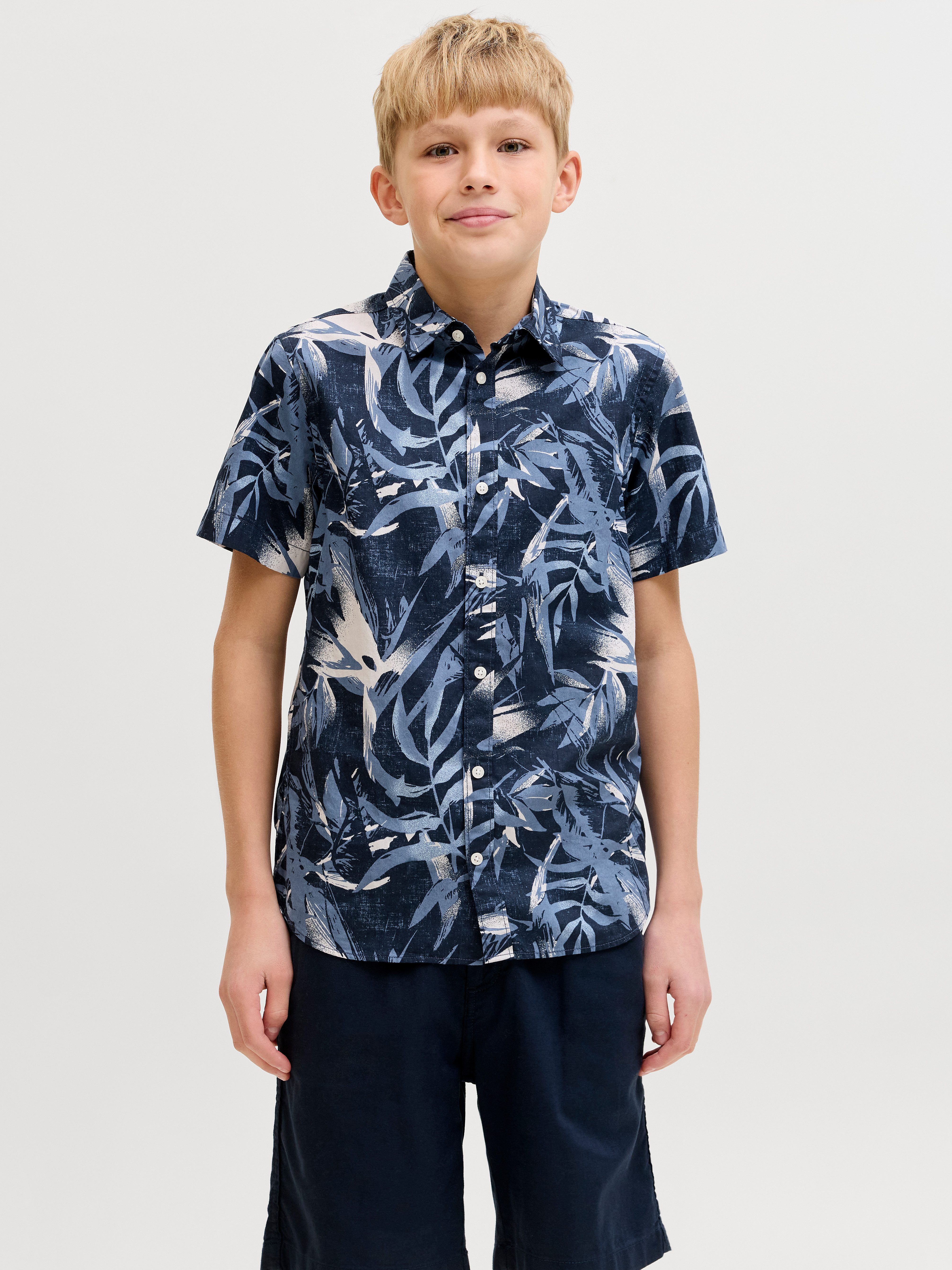 Jack & Jones Junior Kurzarmhemd JJHONOLULU AOP SHIRT SS JNR mit Allover-Print