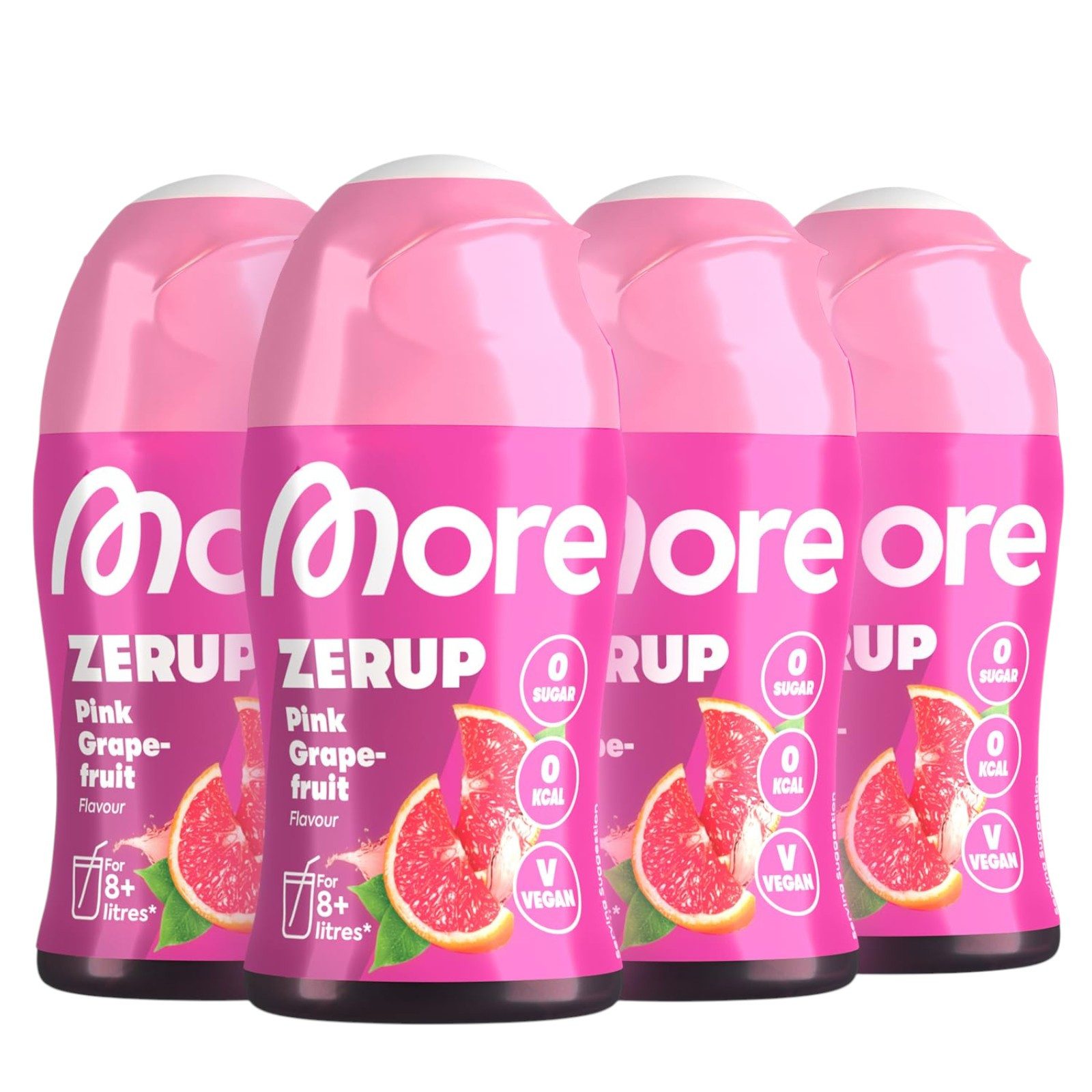 MORE Zerup, Pink Grapefruit, 4 x 65 ml, für bis zu 32 l Fertiggetränk Tropfen