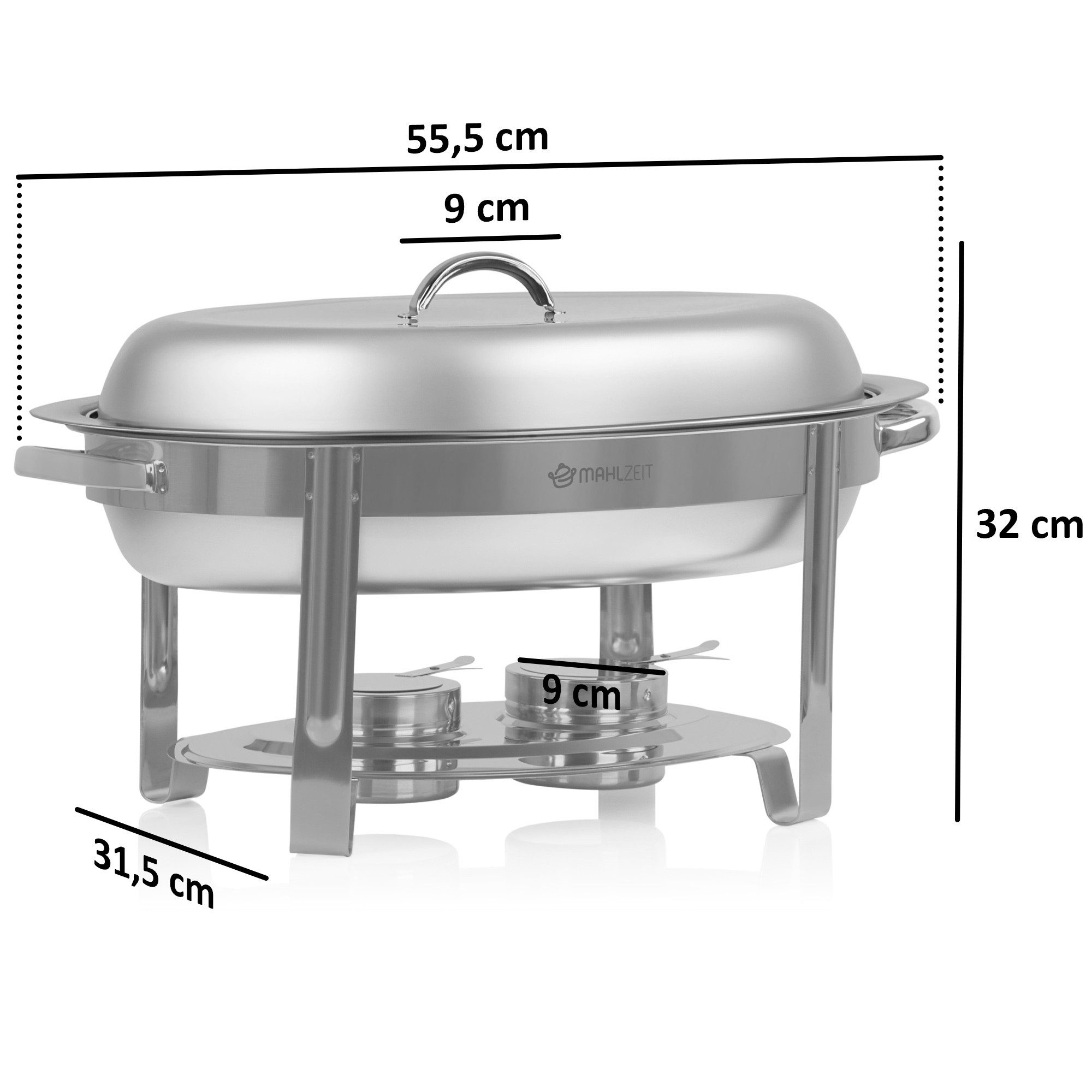 Mahlzeit Speisenwärmer Mahlzeit Edelstahl Chafing Dish oval 5 Liter, Wärmebehälter, Speisenwä, (6-tlg)