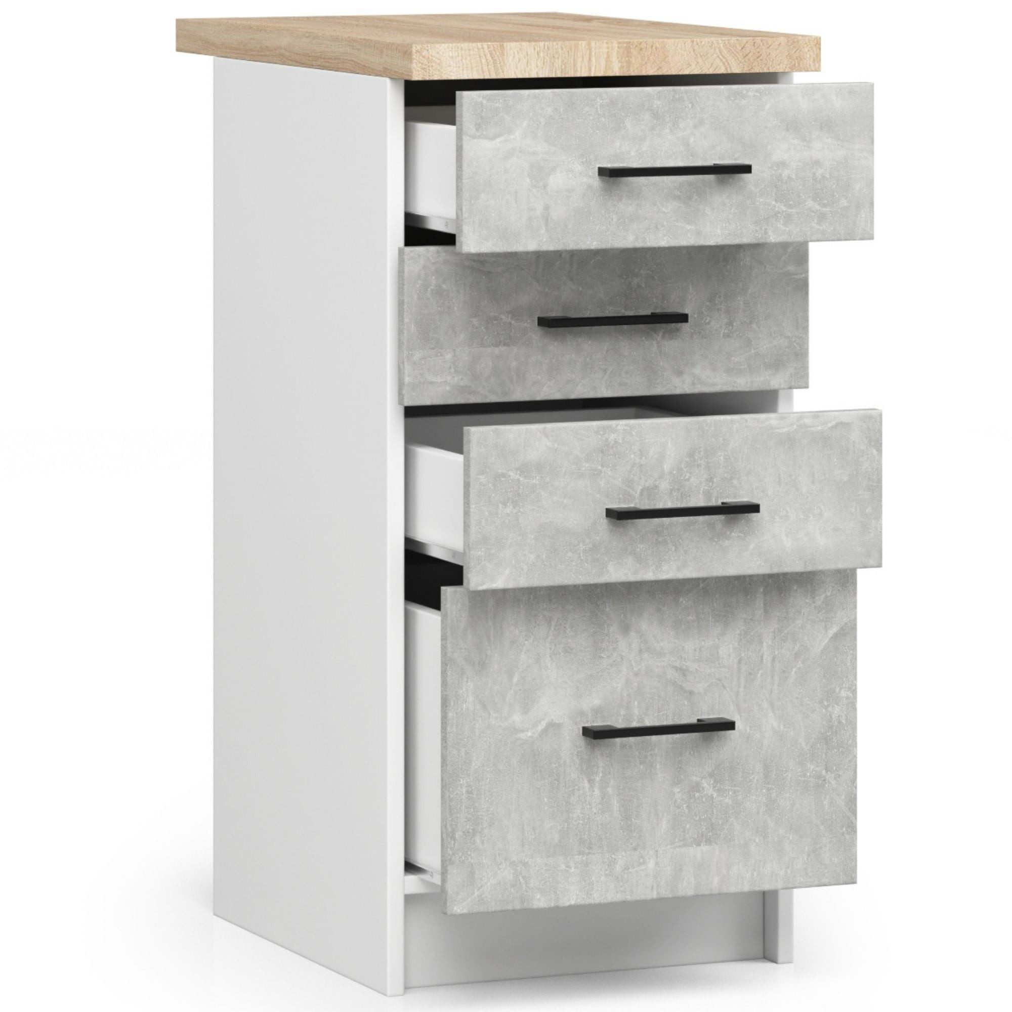Raumhirsch Furniture Unterschrank Küchenunterschrank - Praktischer Stauraum - 4 Schubladen (viele Farbvarianten - Maße: 40 x 85 x 46 cm) - Hochwertig & stabil