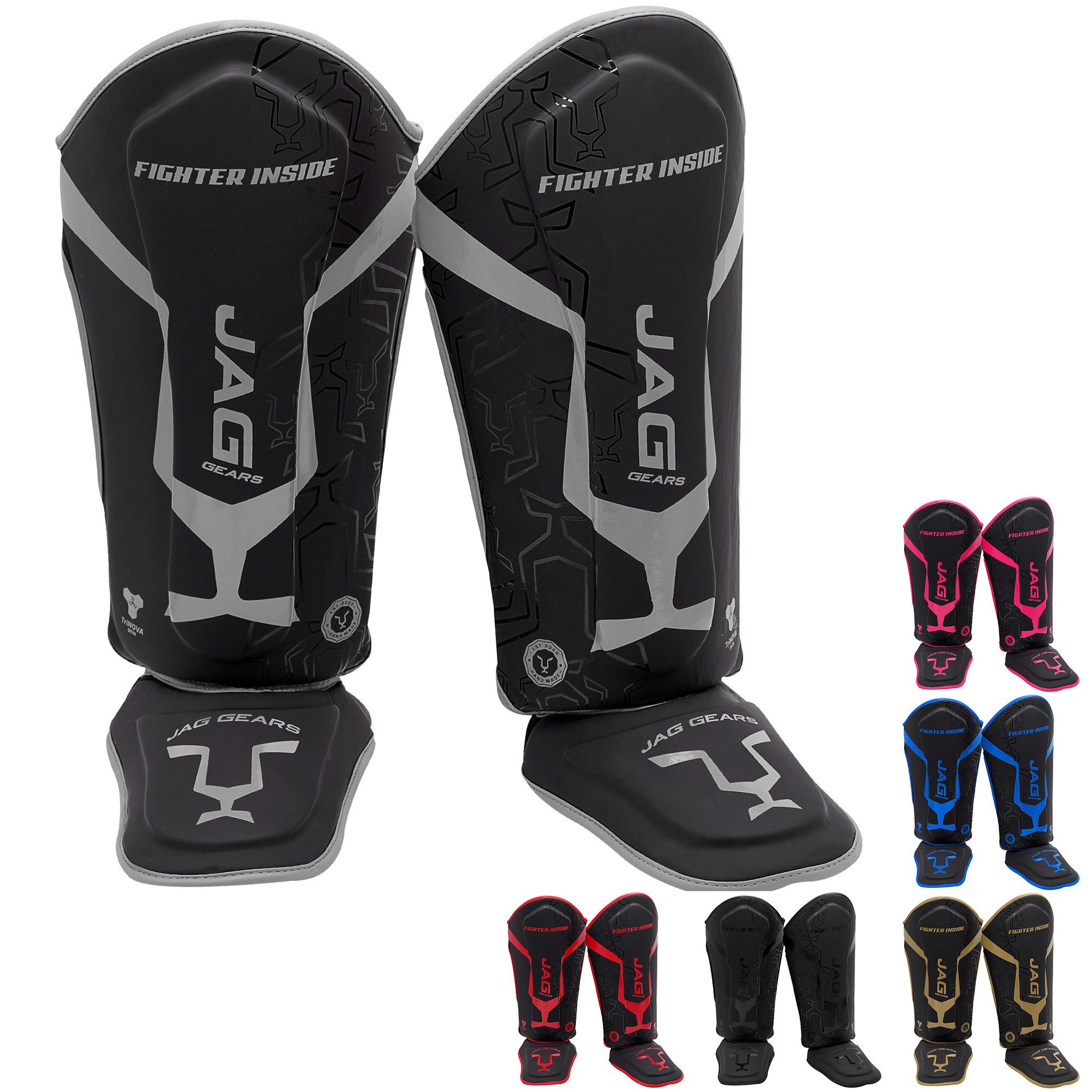 JAG GEARS Kampfsport Schienbeinschoner Schienbeinschoner-Polsterung für Kampfsportarten und Kickboxen schütze (Set, 1x pair), Geeignet für MMA Kickboxen, Muay Thai, Sparring, Training und Wettkamp