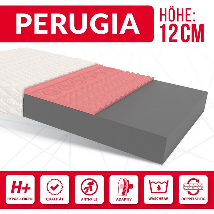 Kaltschaummatratze PERUGIA FDM 12 cm hoch (1) Wendematratze H3 12 cm