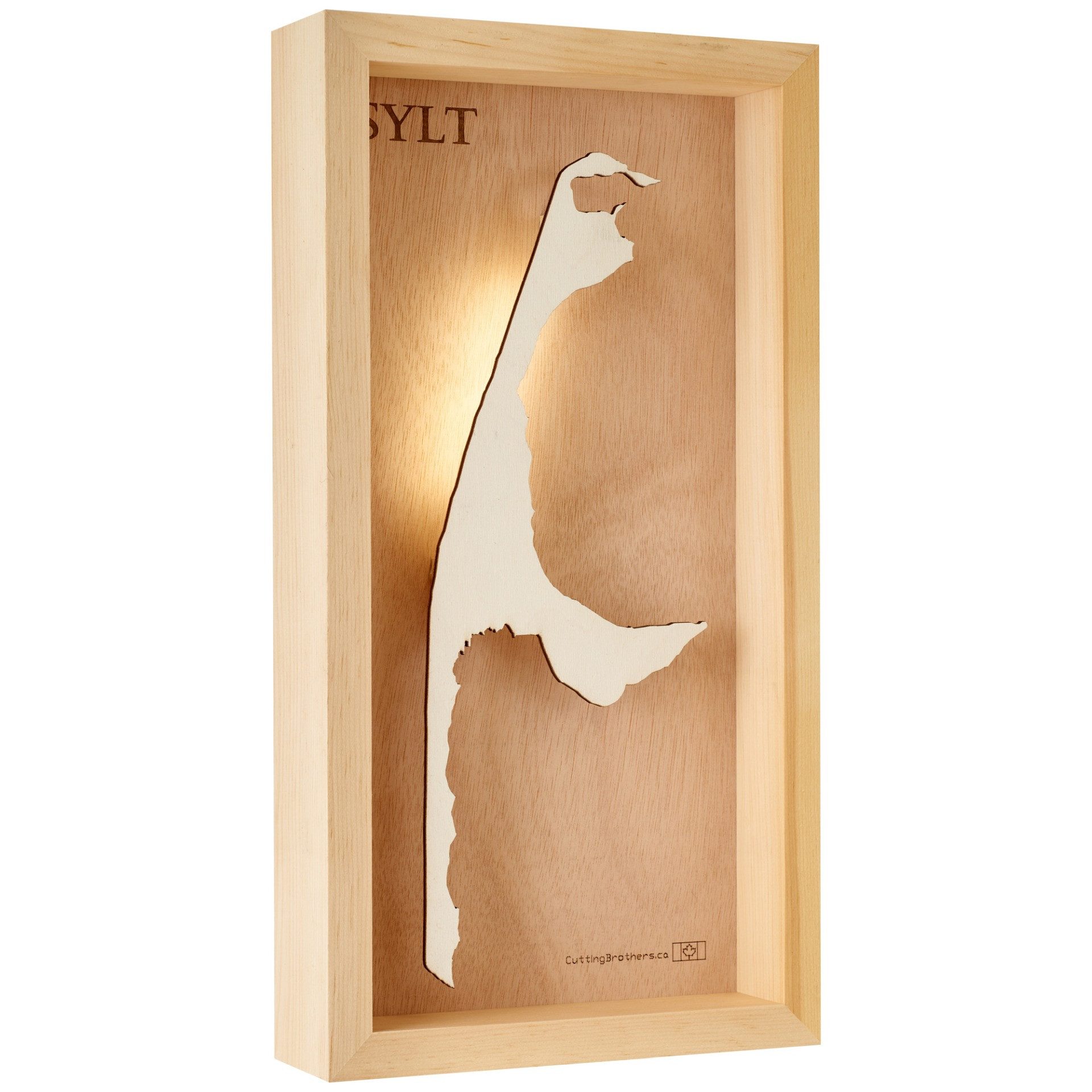 Cutting Brothers LED-Bild Sylt 40.5x20 cm, LED-Holz-Wandkarte, mit indirekter Beleuchtung, handgefertigt aus Echtholz