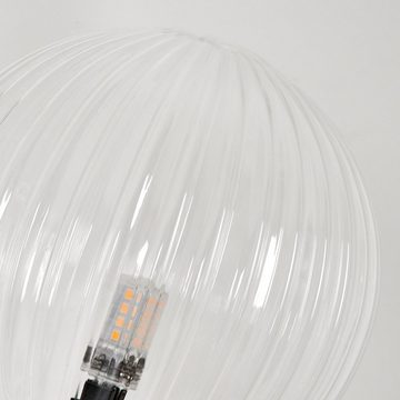 hofstein Stehlampe Stehlampe aus Metall/Riffelglas in Schwarz/Klar, ohne Leuchtmittel, Leuchte mit Glasschirmen (15cm), dimmbar, 3xG9, ohne Leuchtmittel