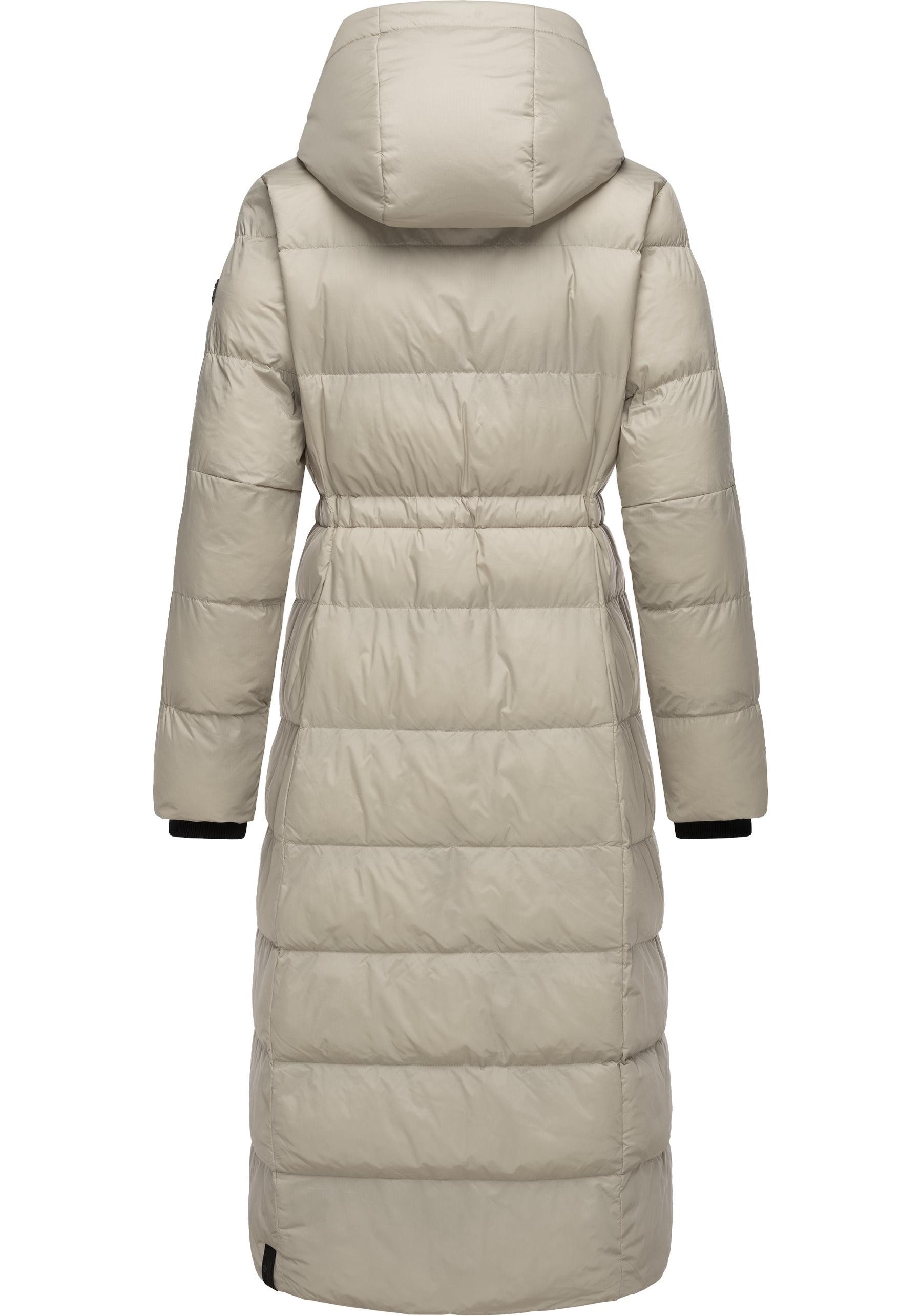 Ragwear Steppmantel Niara Long Gesteppter langer Damen Mantel mit Bindeband