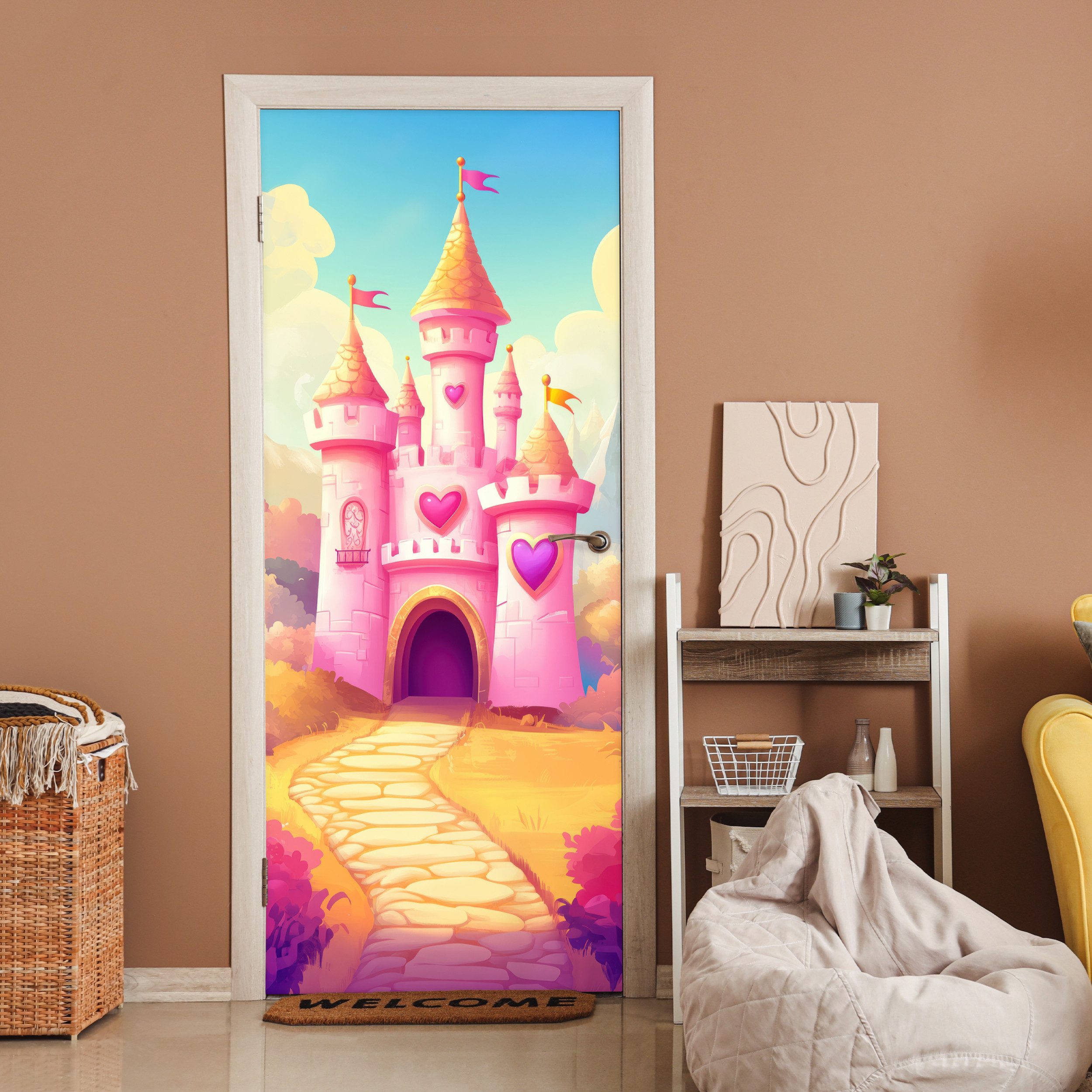 MuchoWow Türtapete Schloss - Rosa - günstig online kaufen