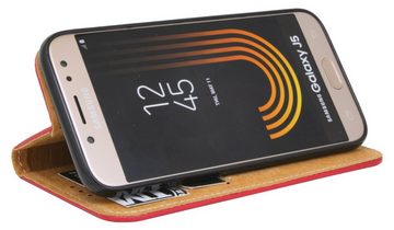 cofi1453 Handyhülle Echtleder Tasche Flip Case Rot, Schutzhülle Handy Wallet Cover mit Kartenfächern, Standfunktion