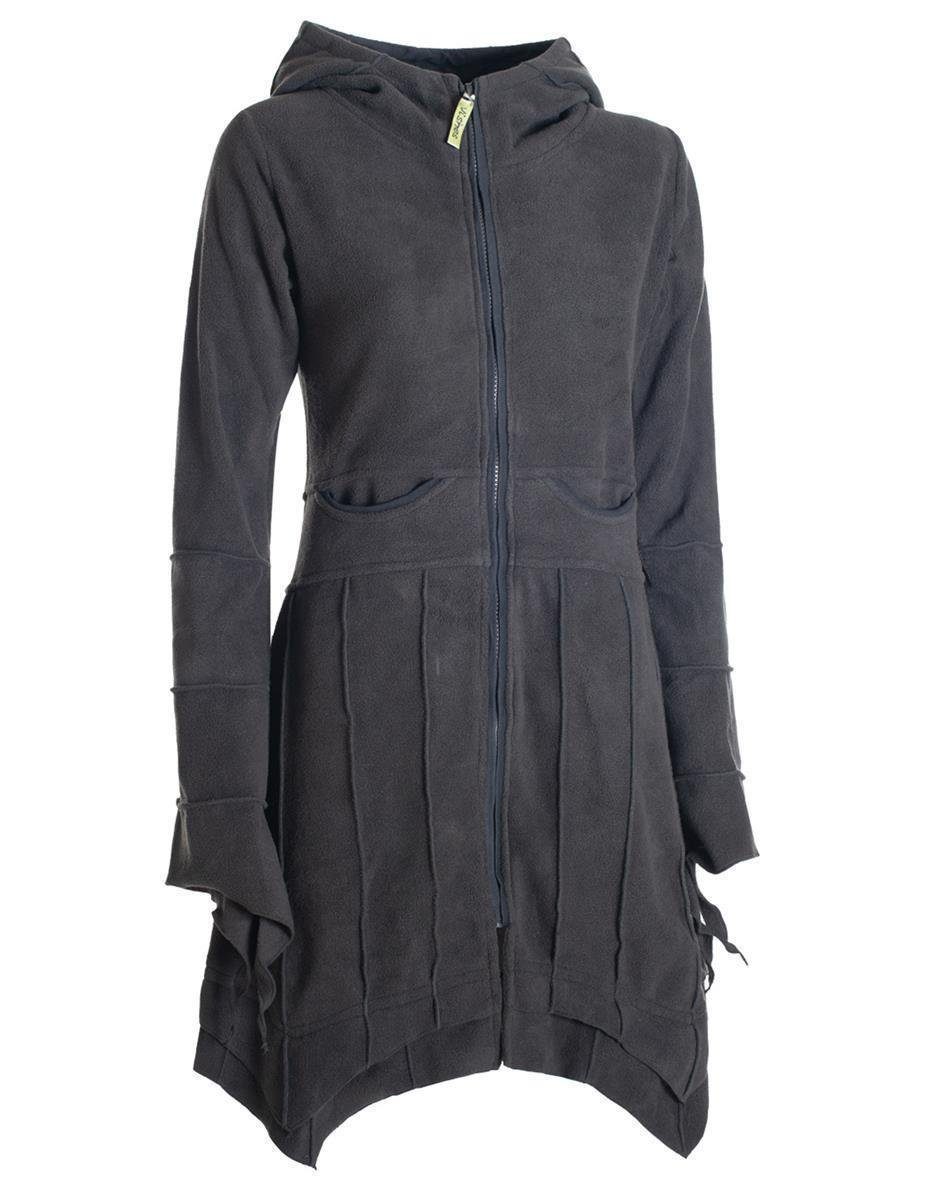 Vishes Kurzmantel Fleecemantel Cardigan Zipfelkapuzenjacke Hooded Fleece Strickjacke Goa, Ethno, Gothik, Boho Style – Bild 5 von 5