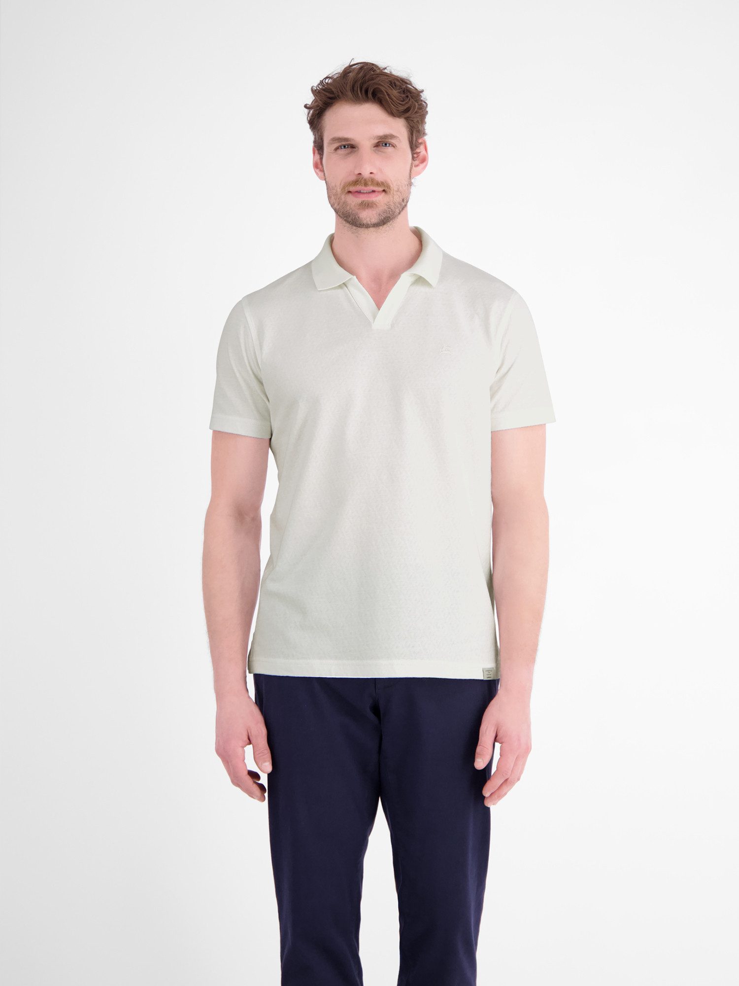 LERROS Poloshirt Modernes Poloshirt mit Jaquard-Muster und knopflosem Kragen