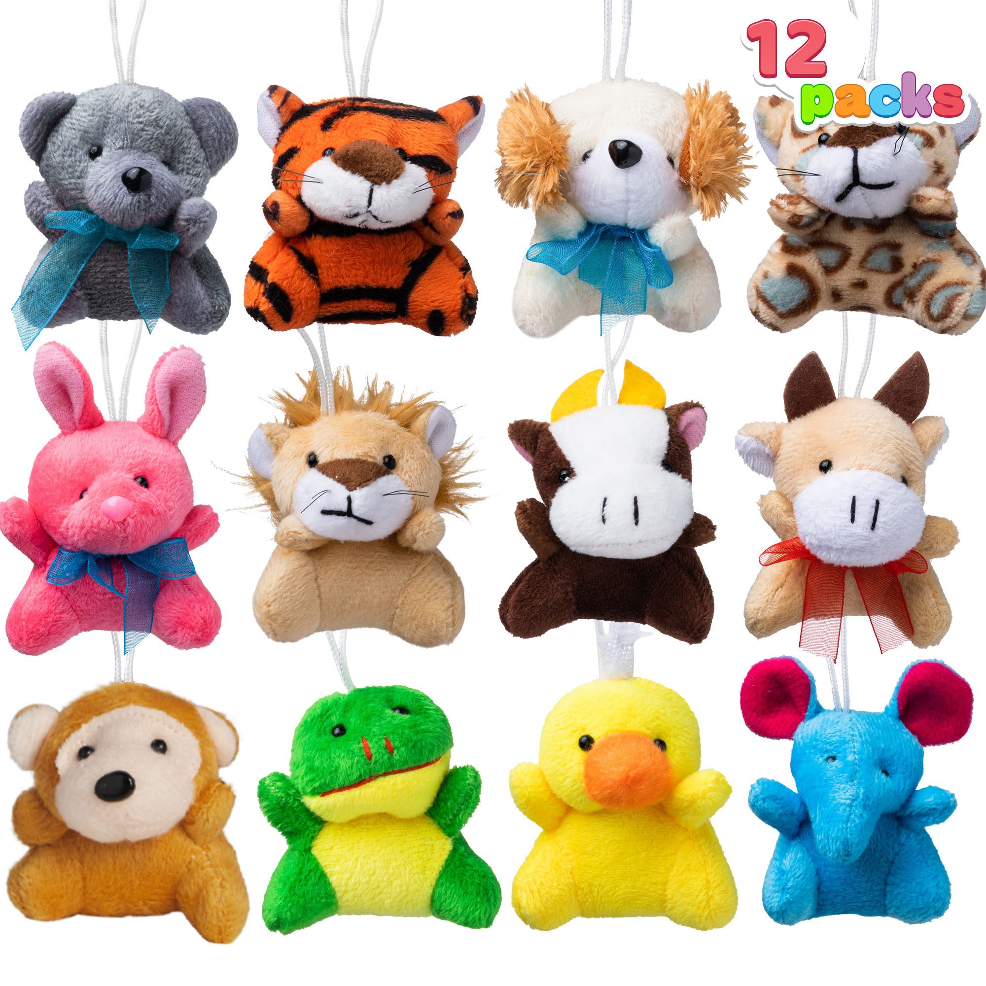 JOYIN Kuscheltier JOYIN 12 Set Mini-Plüschtiere (je 7,5 cm)als Schlüsselanhänger (12-St)