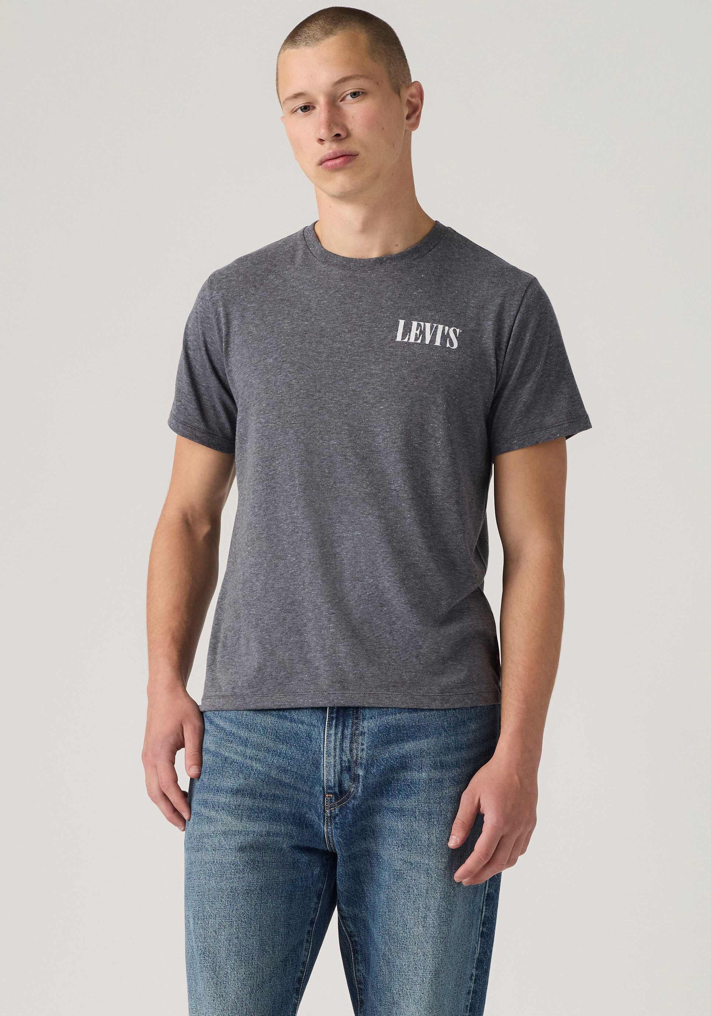 Levi's® T-Shirt GRAPHIC CREWNECK TEE Melierter Feinstrick, pflegeleichter Materialmix