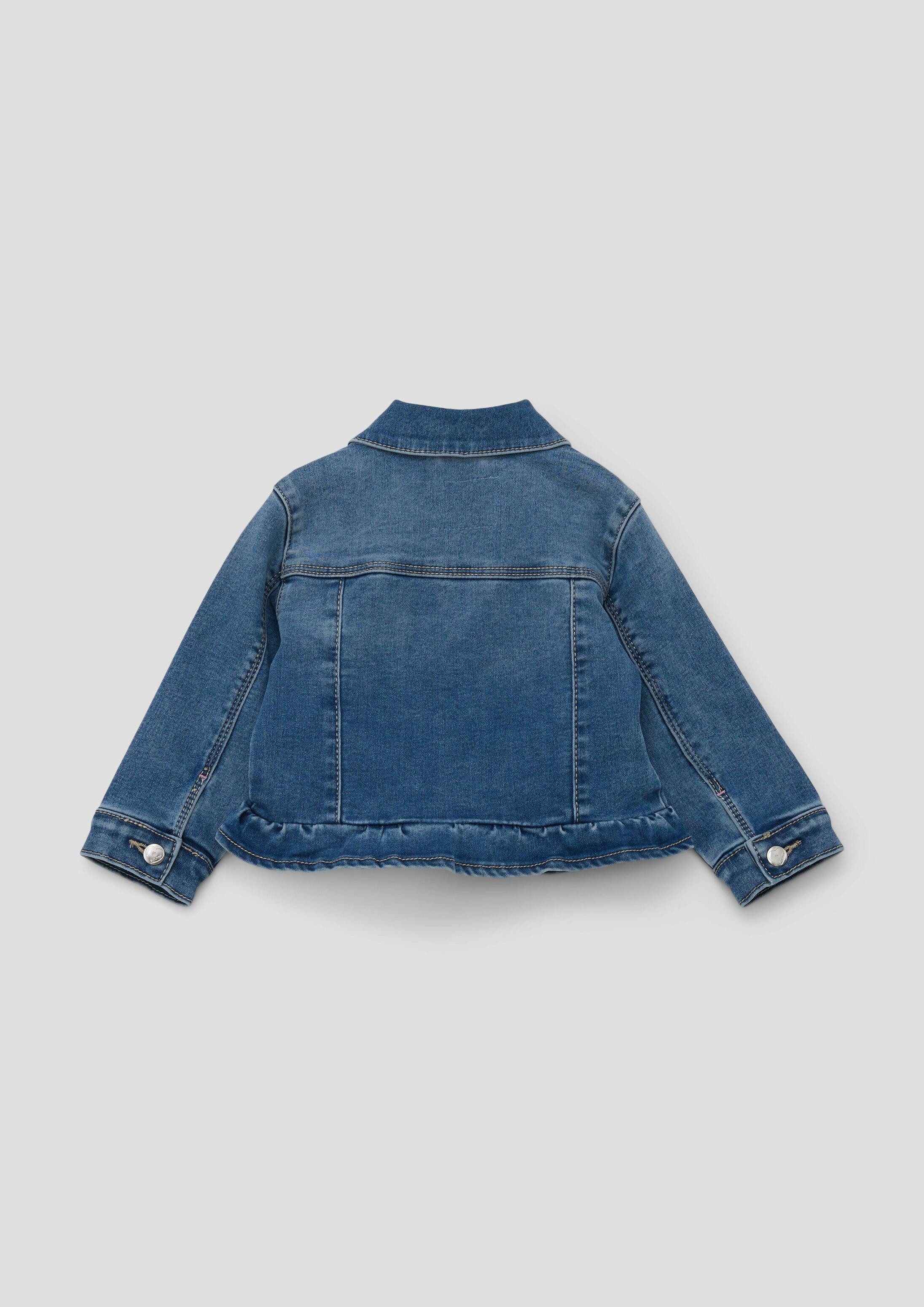s.Oliver Funktionsjacke Indoor-Jacke Jeansjacke mit Chiffonblume – Bild 2 von 2