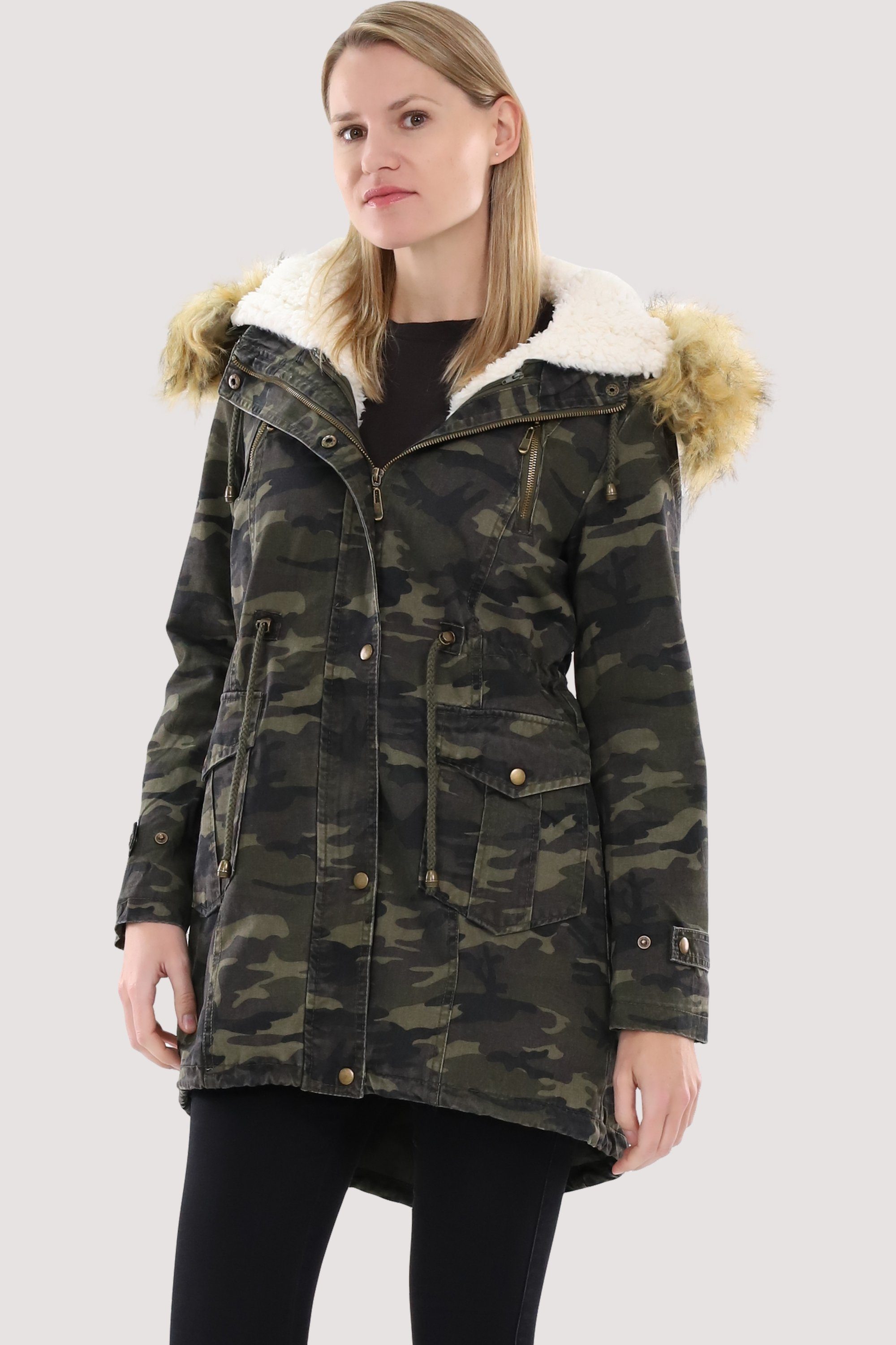 malito more than fashion Parka 81109 Winterjacke in Camouflage Military-Look mit Teddyfell