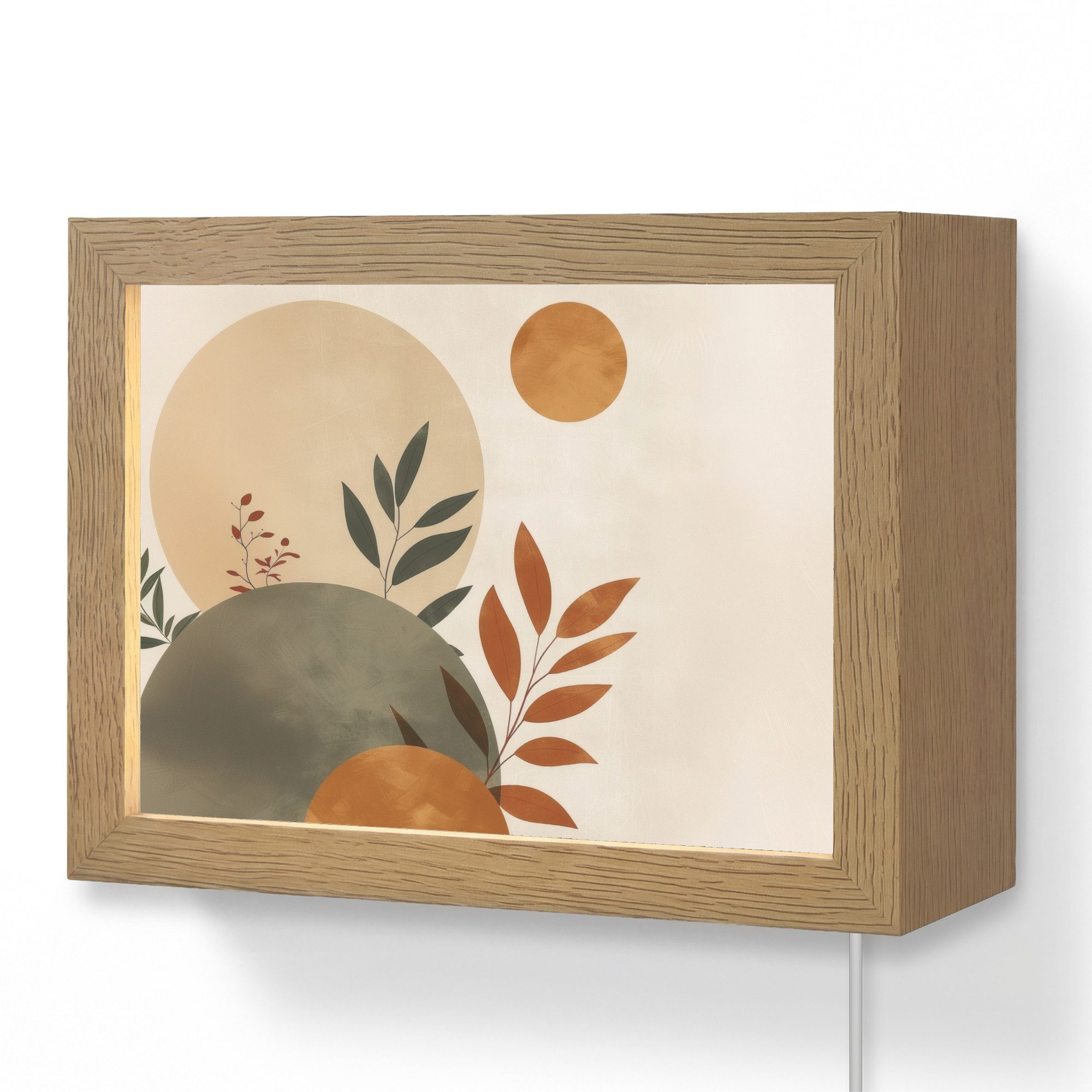 Wandleuchte Lightbox Formen - Rund - Blätter - Beige