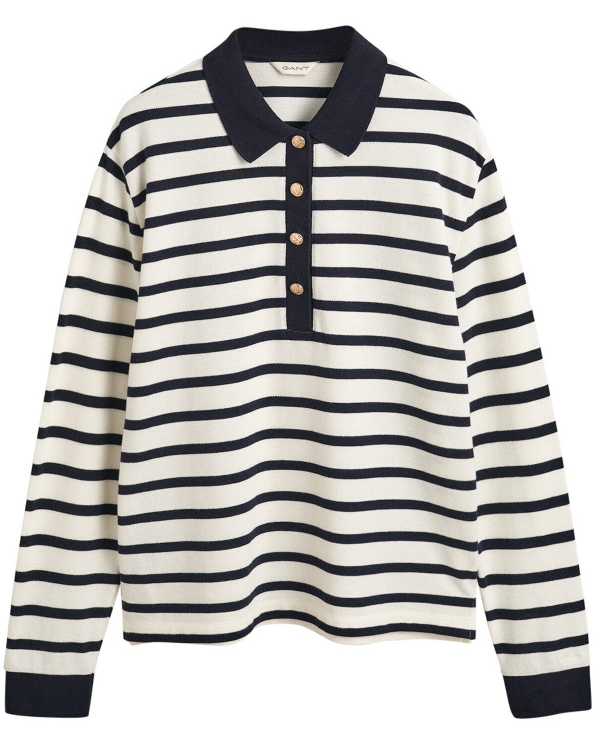 Strickpullover Breton Striped Piqué Langarm-Poloshirt